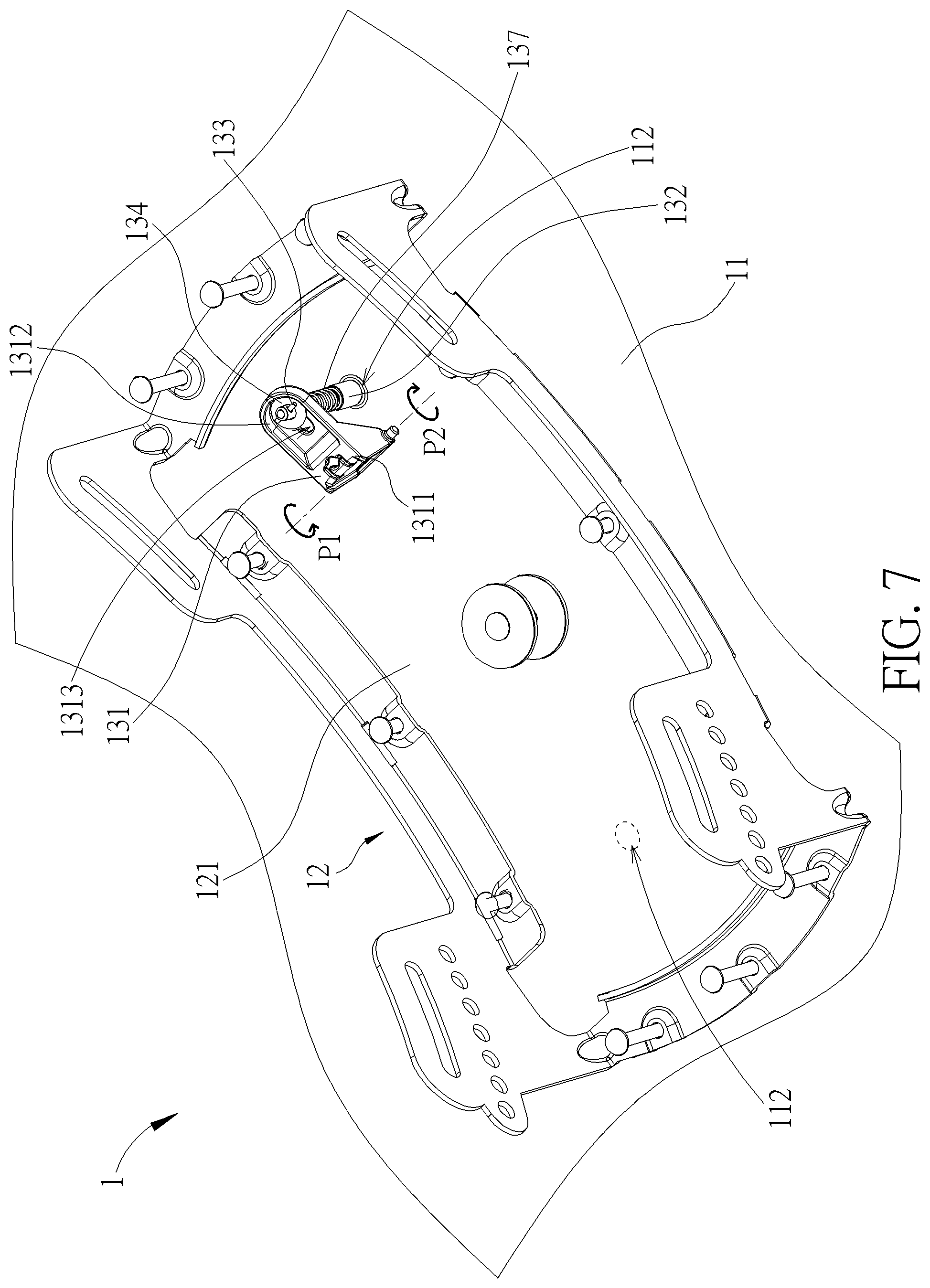 Patent US11772529 Figure 7 – Child safety seat and related spin lock mechanism