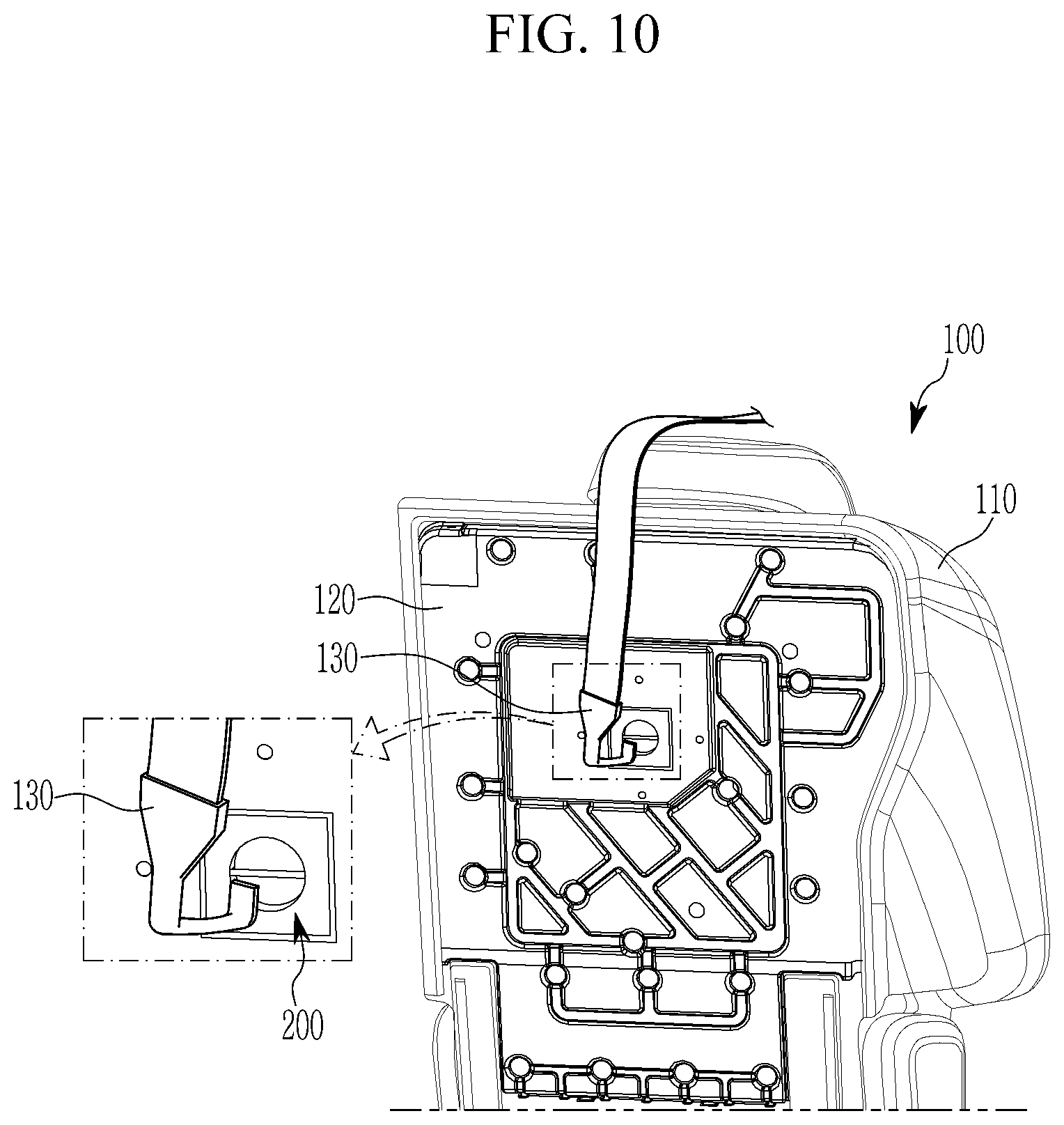 Patent US11772530 Figure 10 – Vehicle seat for mounting child seat
