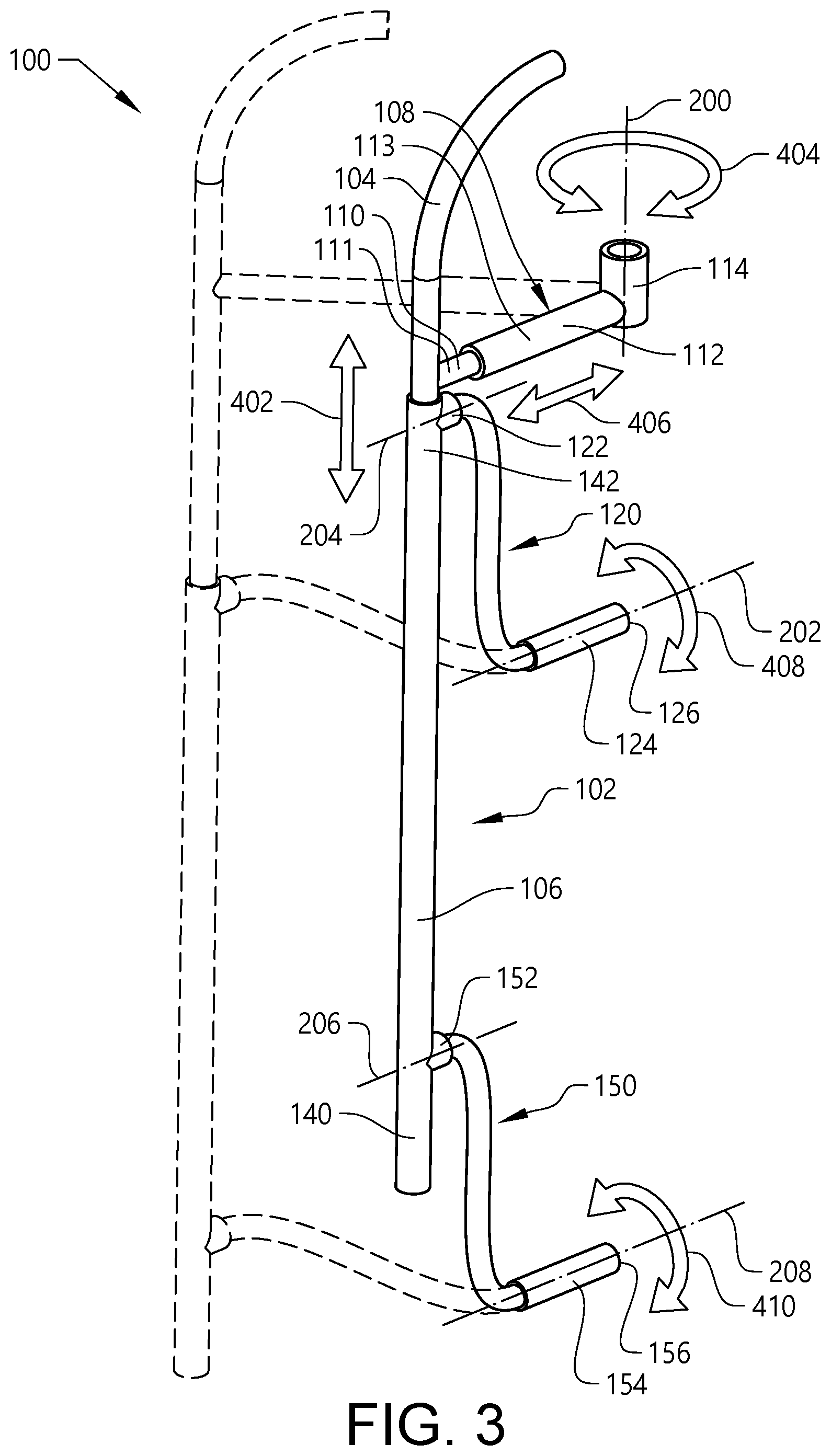 Patent US11772537 Figure 4 – Retractable handrail arrangement