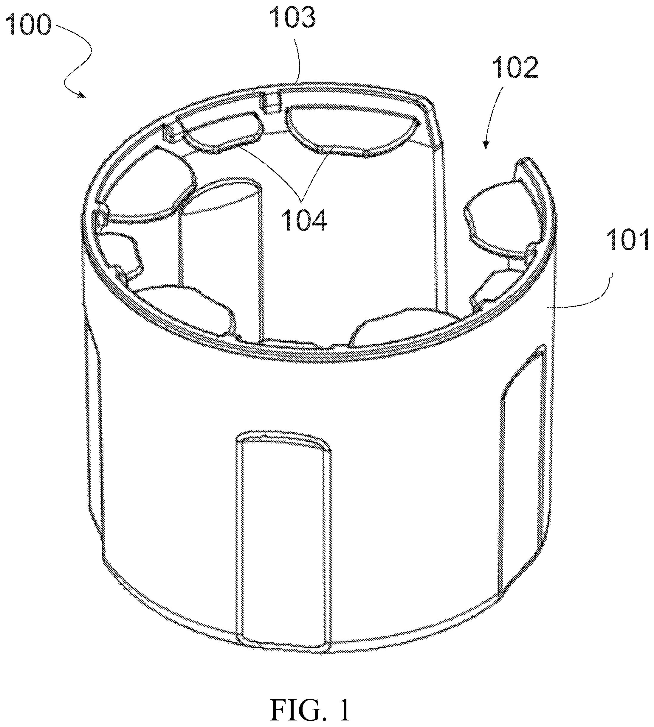 Patent US11772539 Figure 1 – Cupholder and adapter for large containers during vehicle use