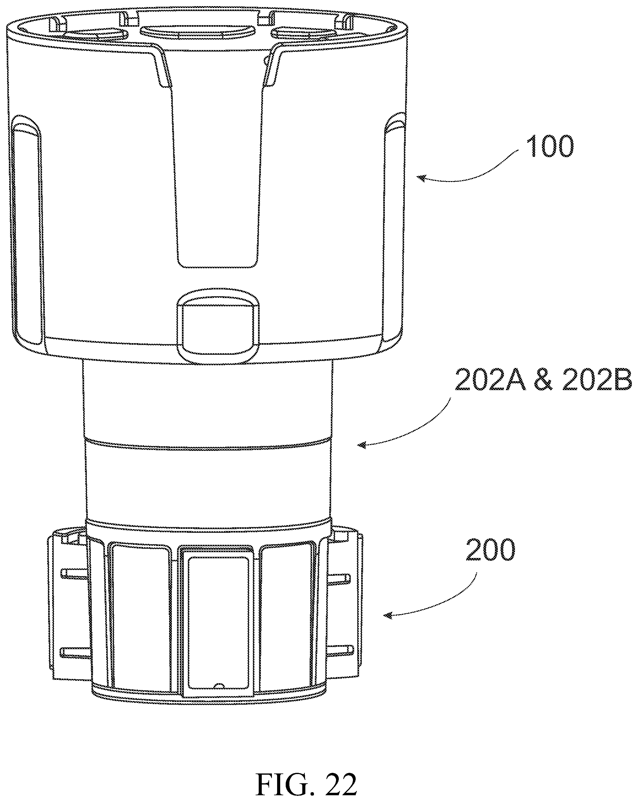 Patent US11772539 Figure 14 – Cupholder and adapter for large containers during vehicle use