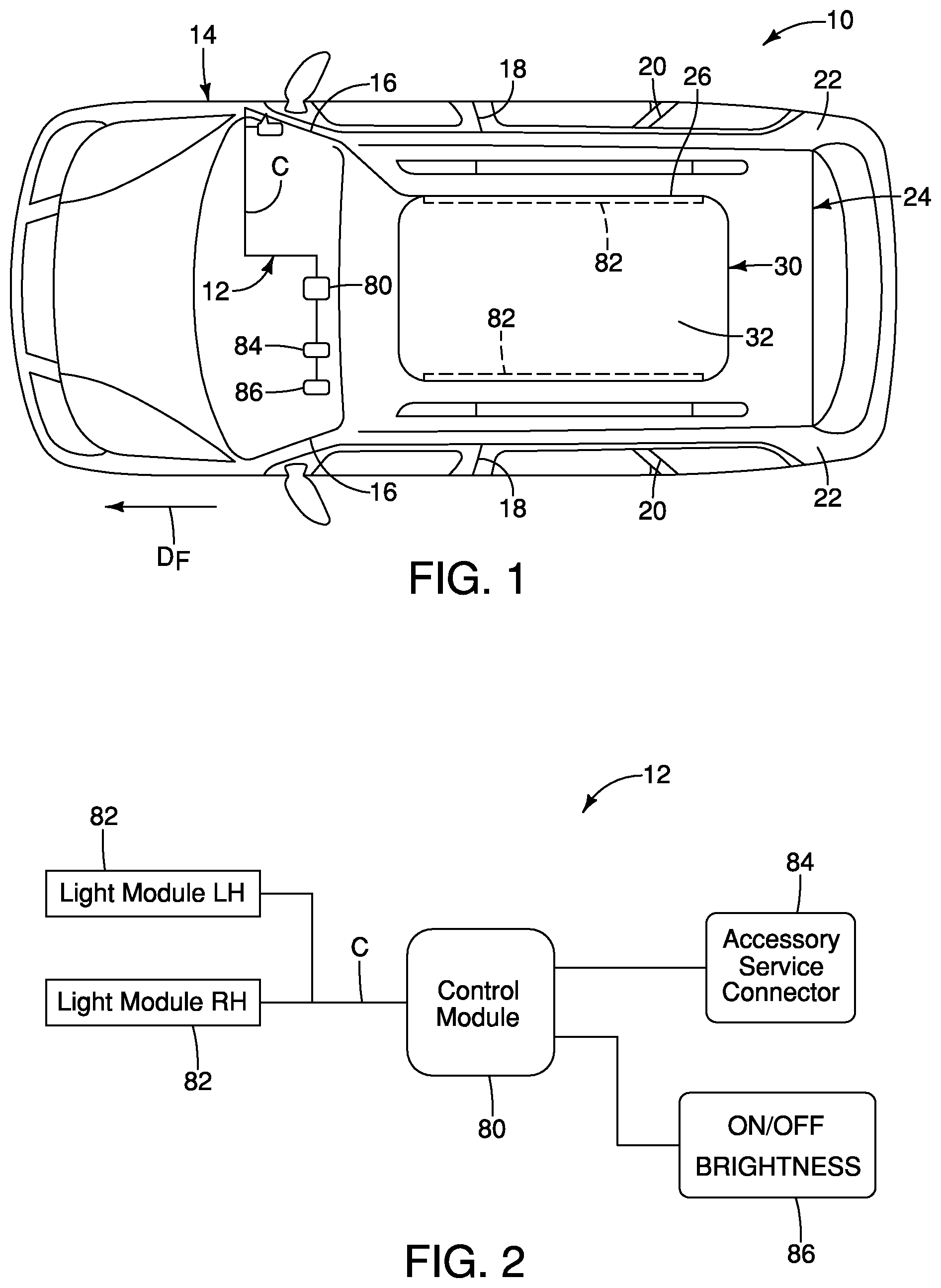 Patent US11772552 Figure 1 – Vehicle interior lighting assembly