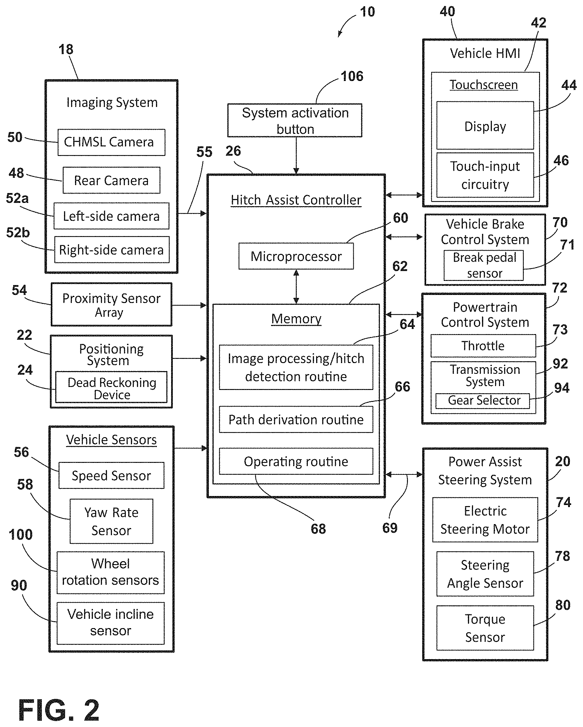 Patent US11772557 Figure 2 – Guided coaching for vehicle positioning to operate an automated hitching feature