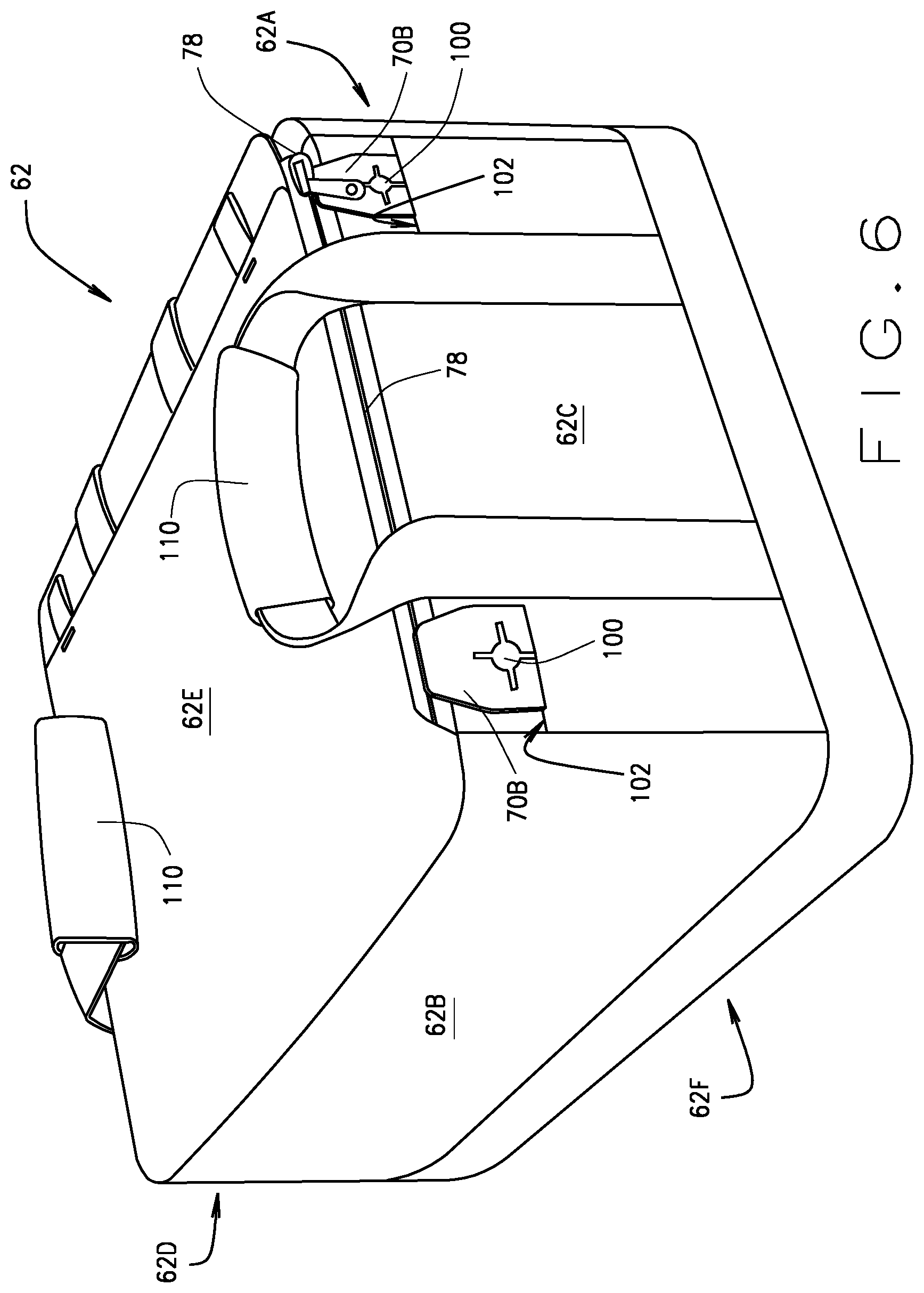 Patent US11772565 Figure 6 – Golf car under seat removable and portable storage tote bag