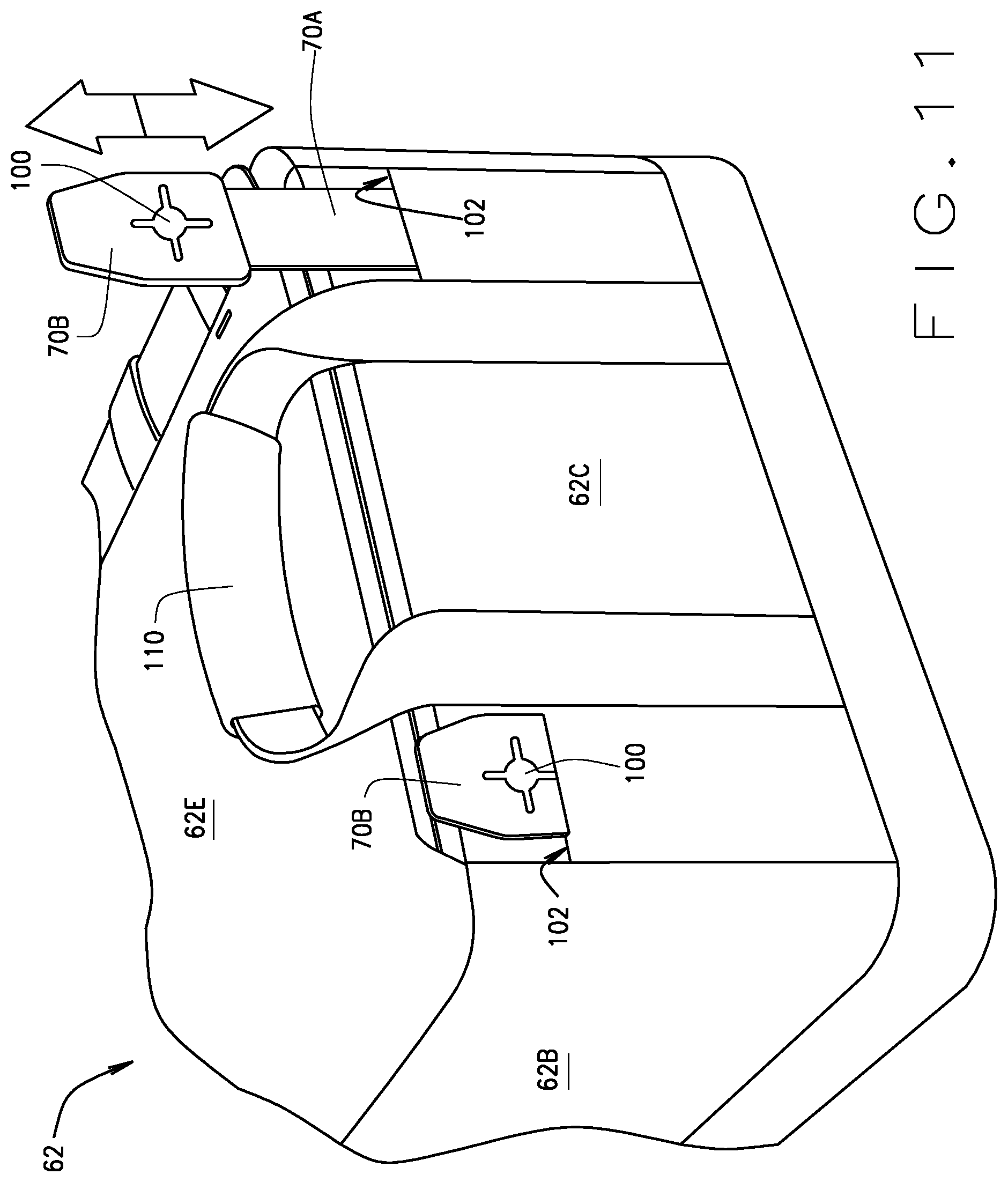 Patent US11772565 Figure 10 – Golf car under seat removable and portable storage tote bag