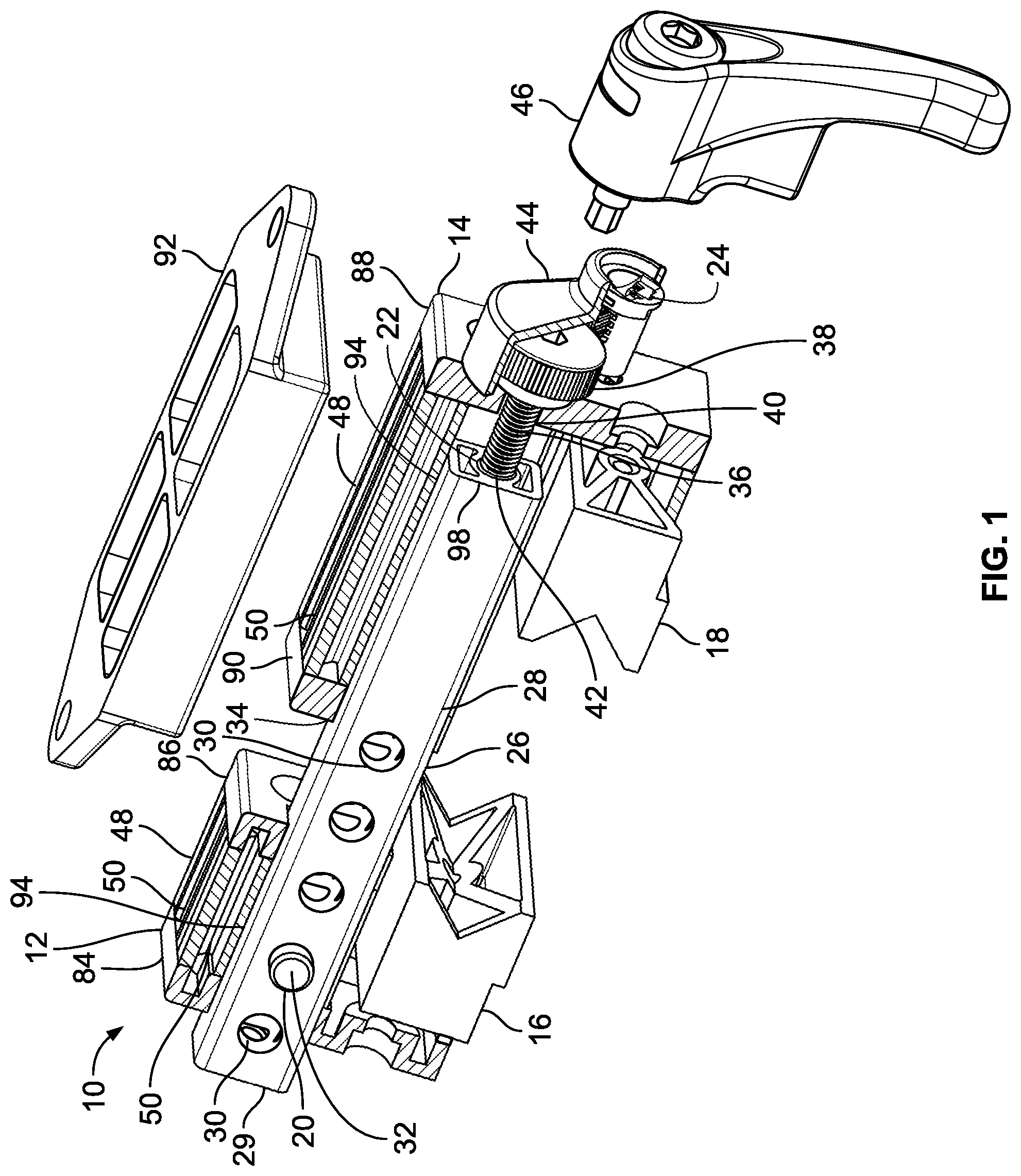 Patent US11772567 Figure 1 – Vehicle roof rack accessory clamp