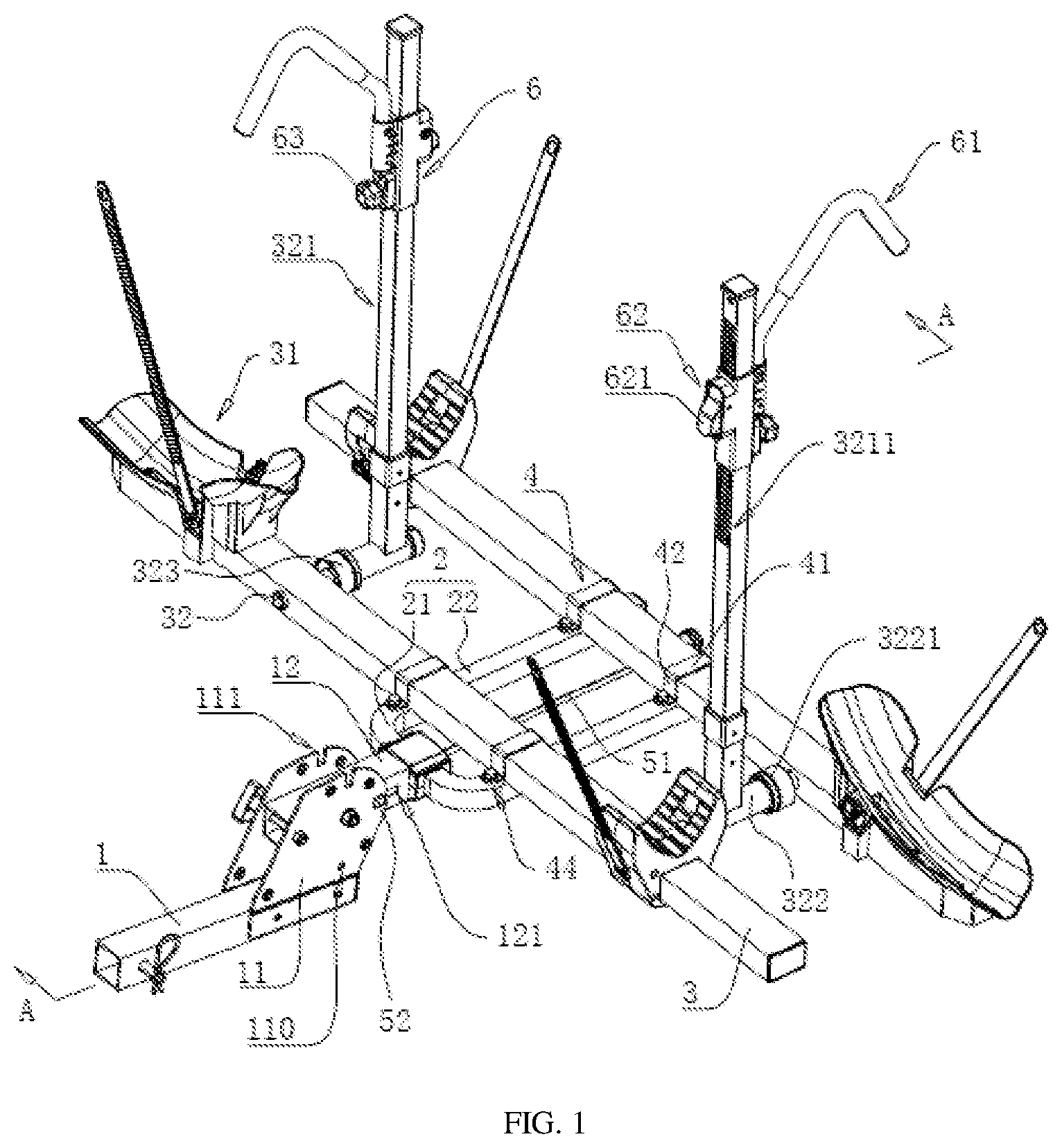 Patent US11772570 — Stable bicycle carrier at rear end of vehicle — Figure 1