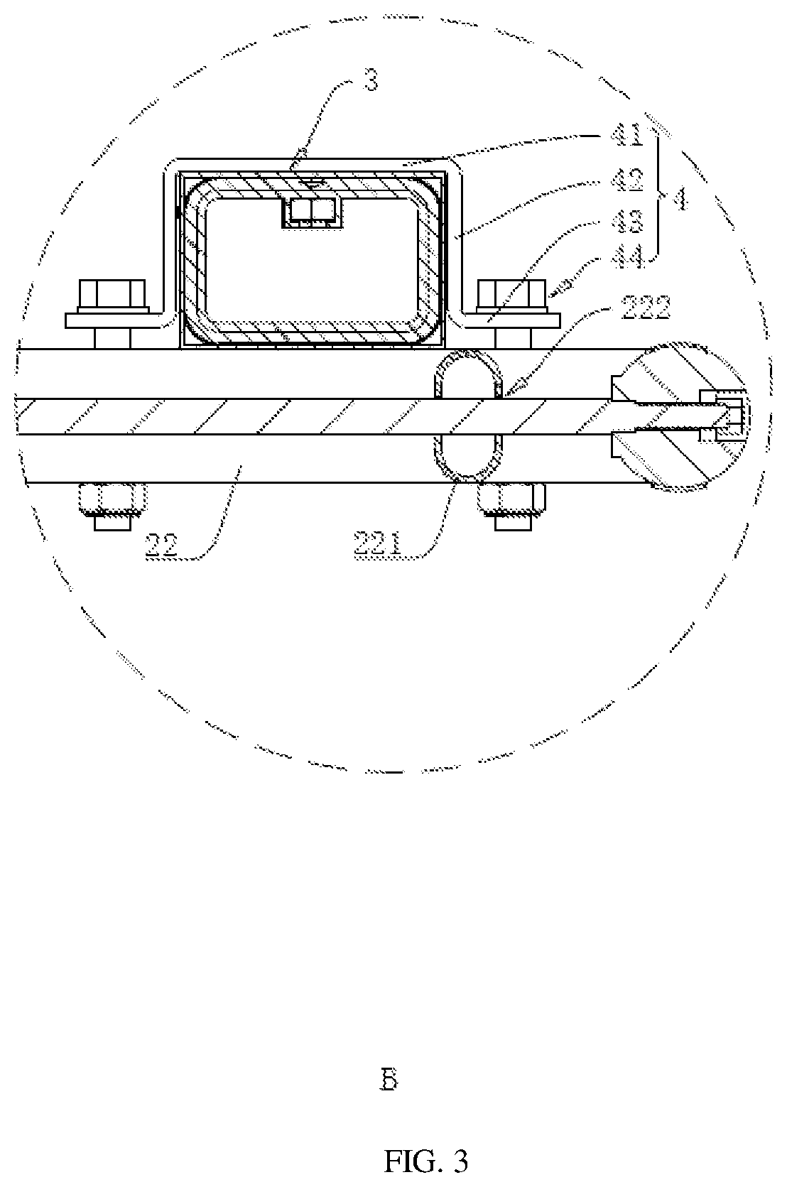 Patent US11772570 Figure 3 – Stable bicycle carrier at rear end of vehicle