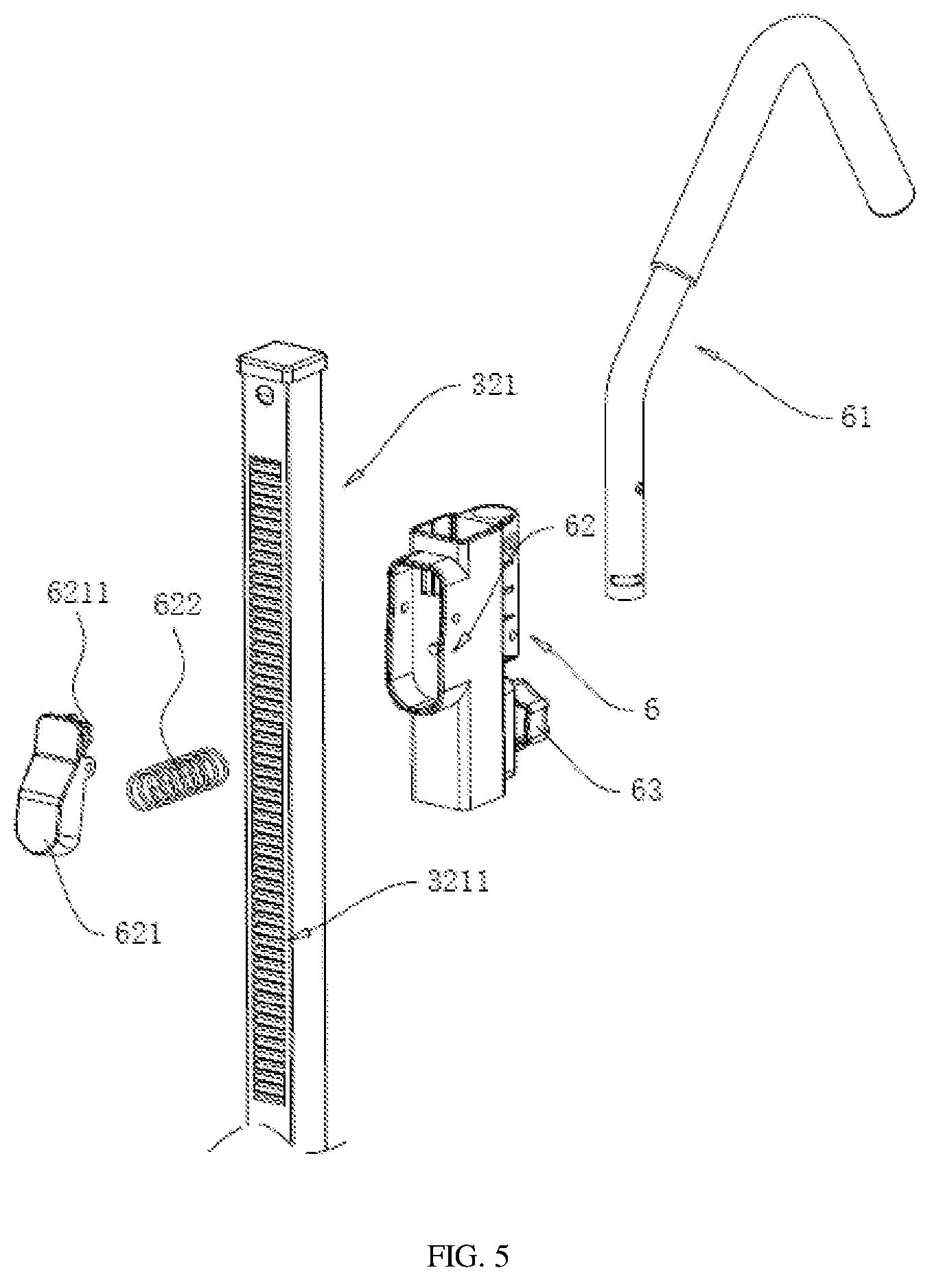 Patent US11772570 Figure 5 – Stable bicycle carrier at rear end of vehicle