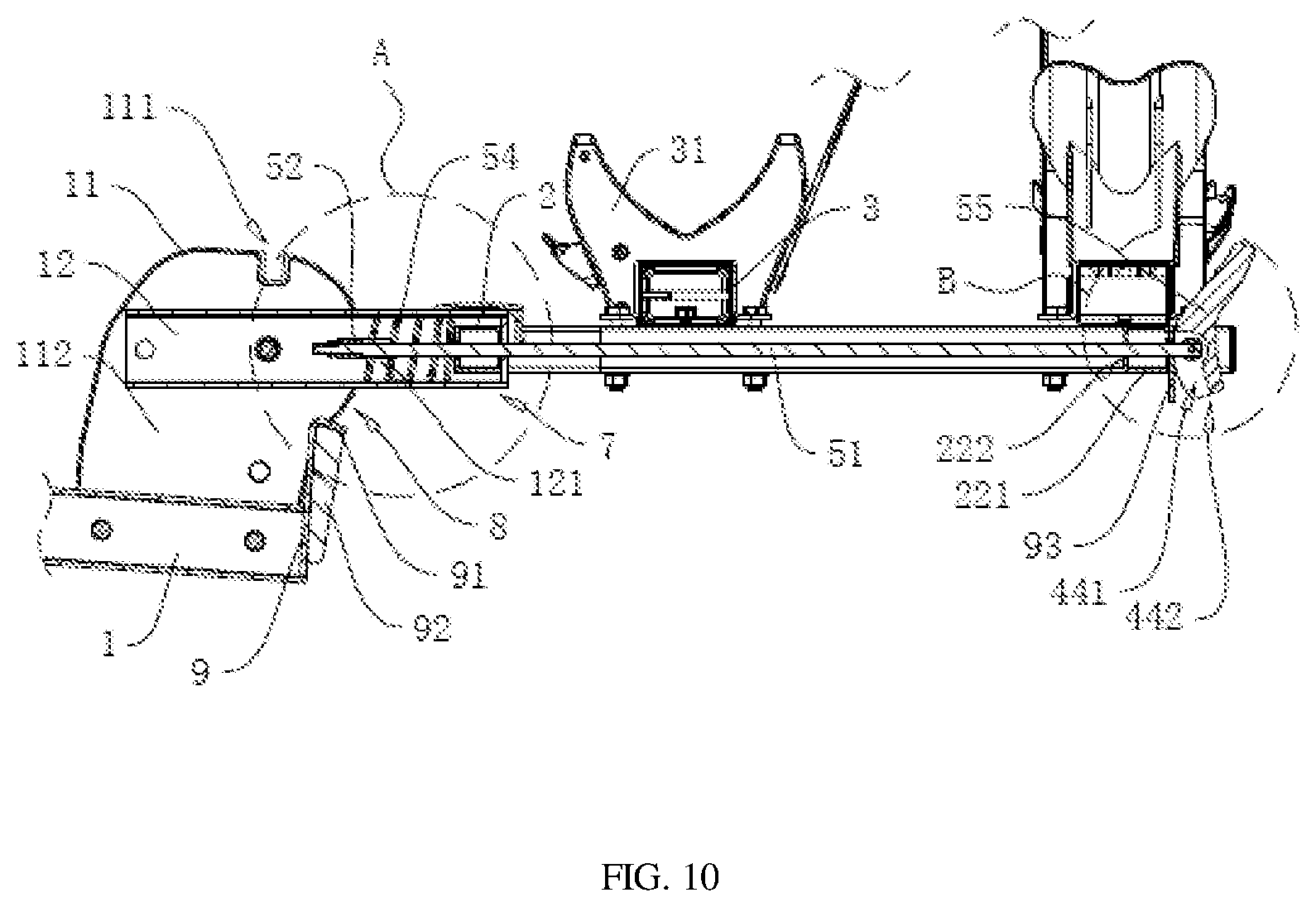 Patent US11772570 Figure 10 – Stable bicycle carrier at rear end of vehicle
