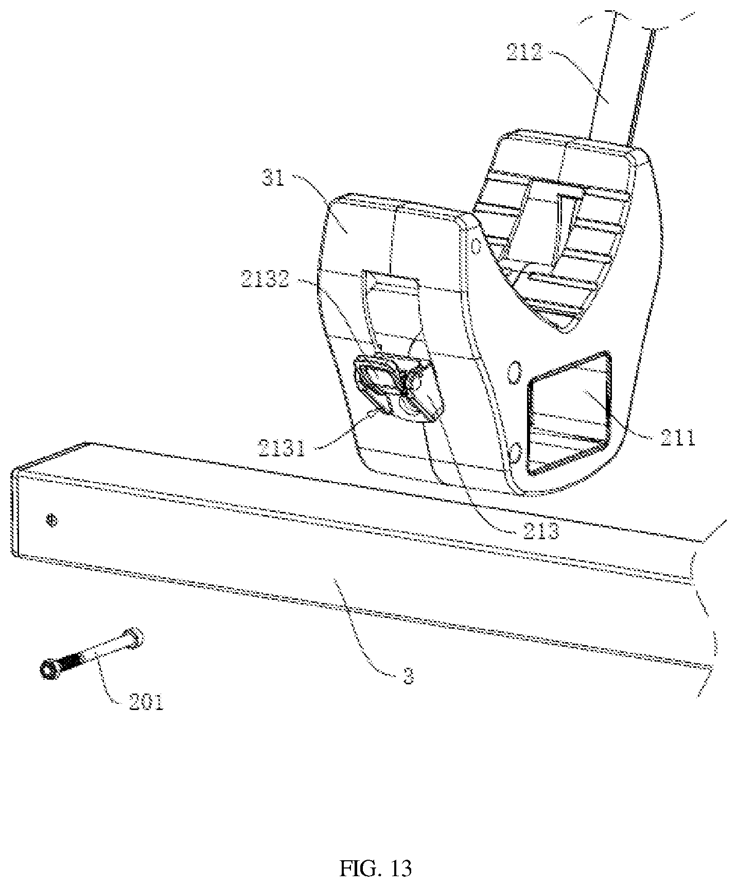 Patent US11772570 Figure 13 – Stable bicycle carrier at rear end of vehicle