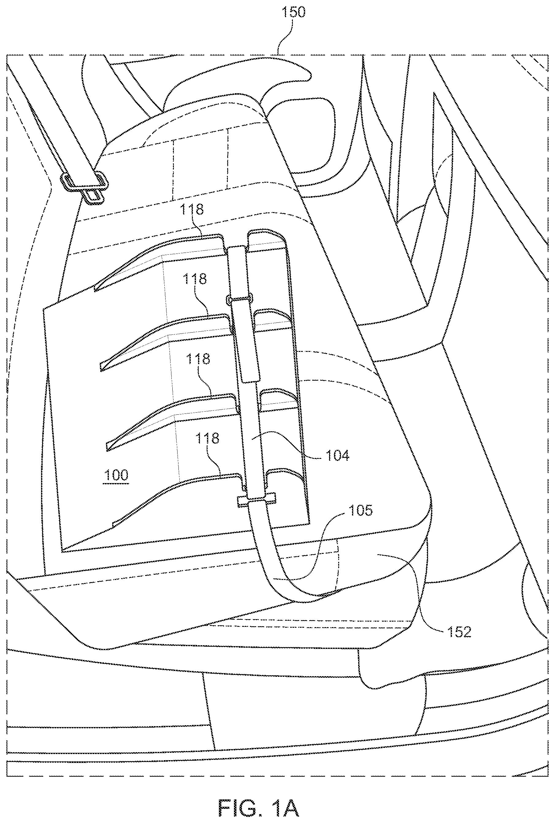 Patent US11772571 Figure 1 – Ski rack for interior of vehicle