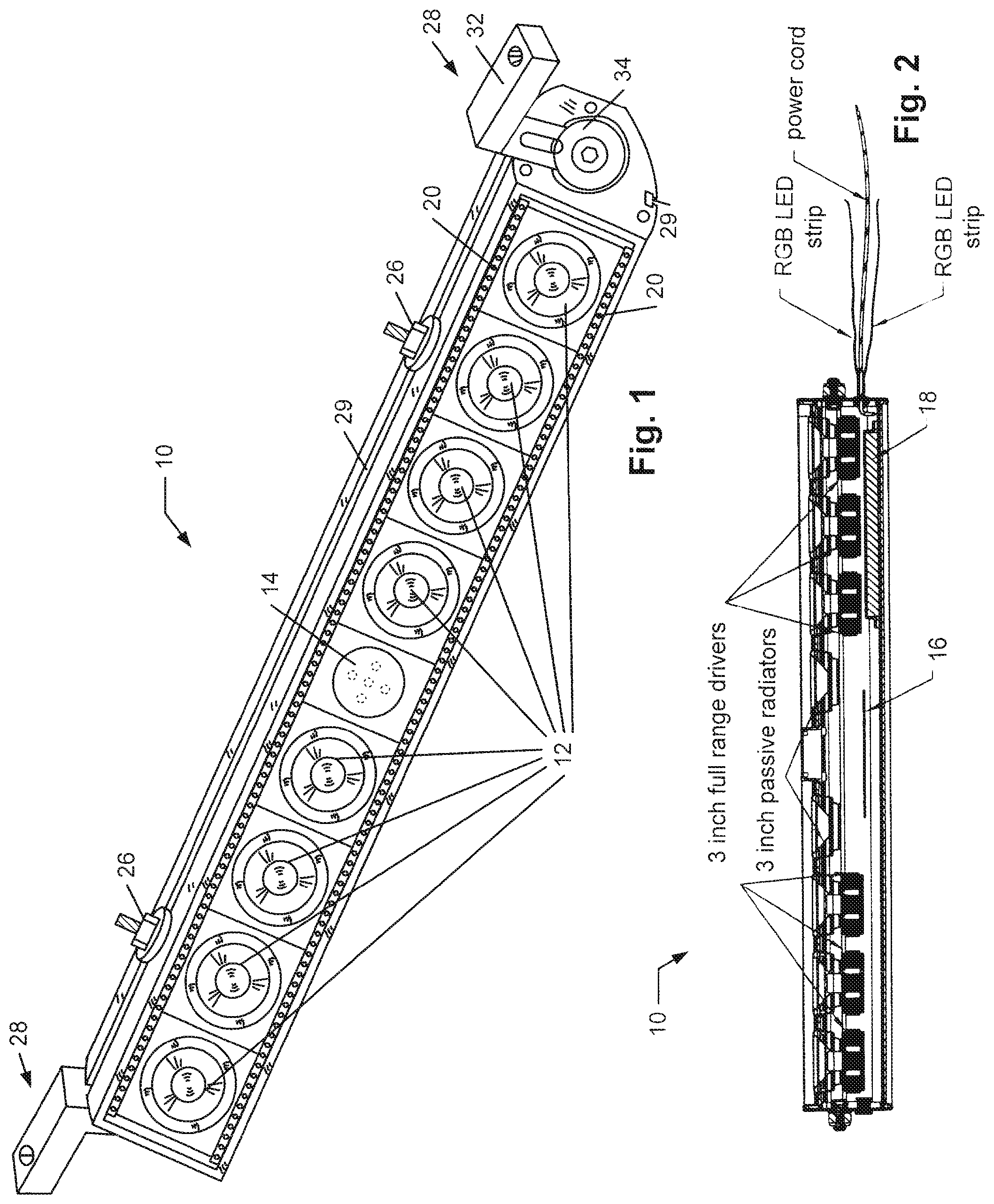 Patent US11772572 Figure 1 – Speaker systems for off-road vehicles, ATVs, UTVs, watercraft, and motorcycles