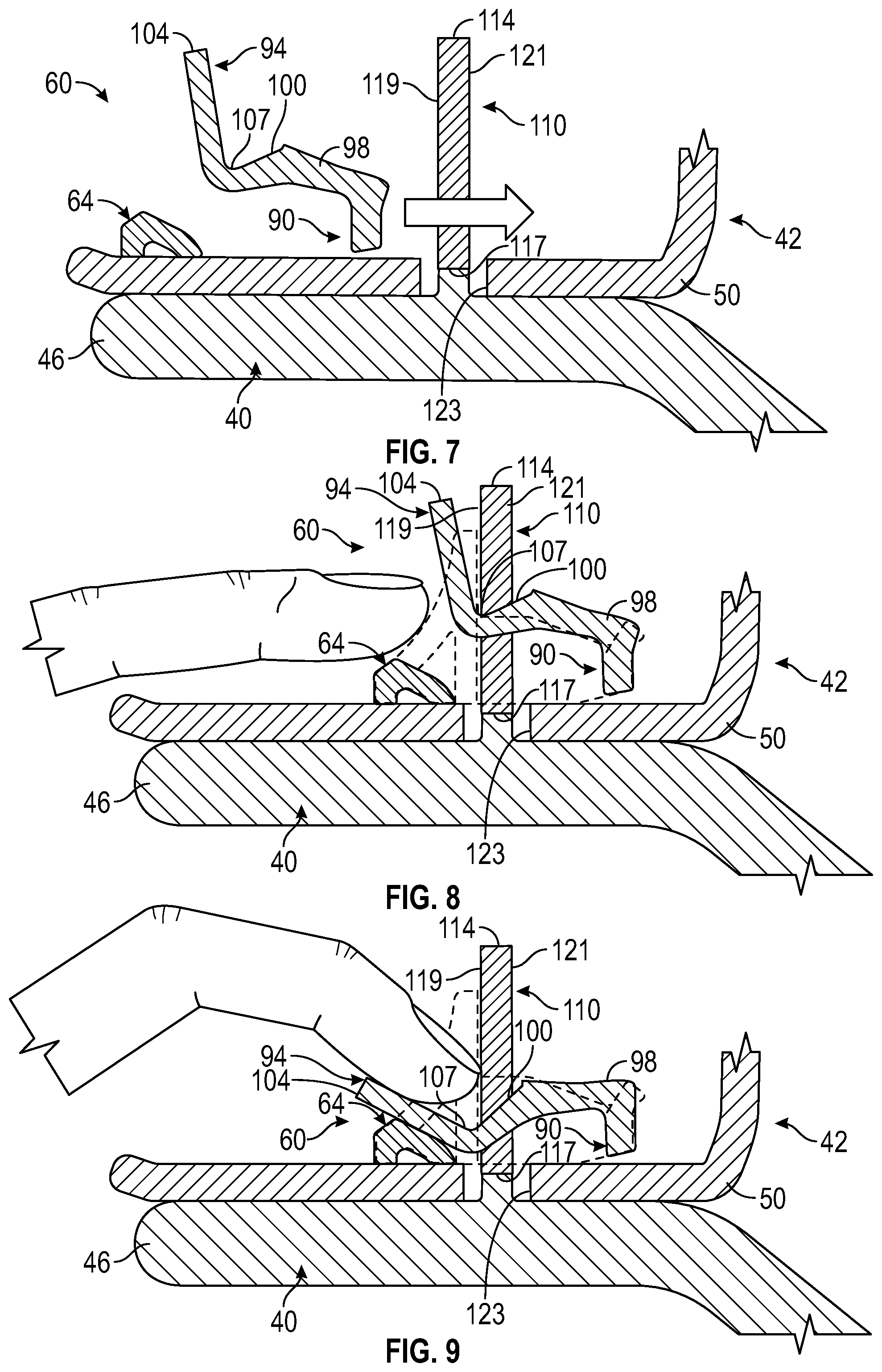 Patent US11772577 Figure 5 – Serviceable shoe-clip fastener for vehicle trim attachment