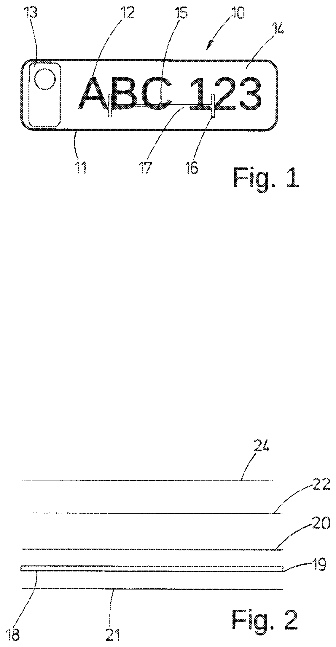 Patent US11772580 Figure 1 – License plate for a vehicle