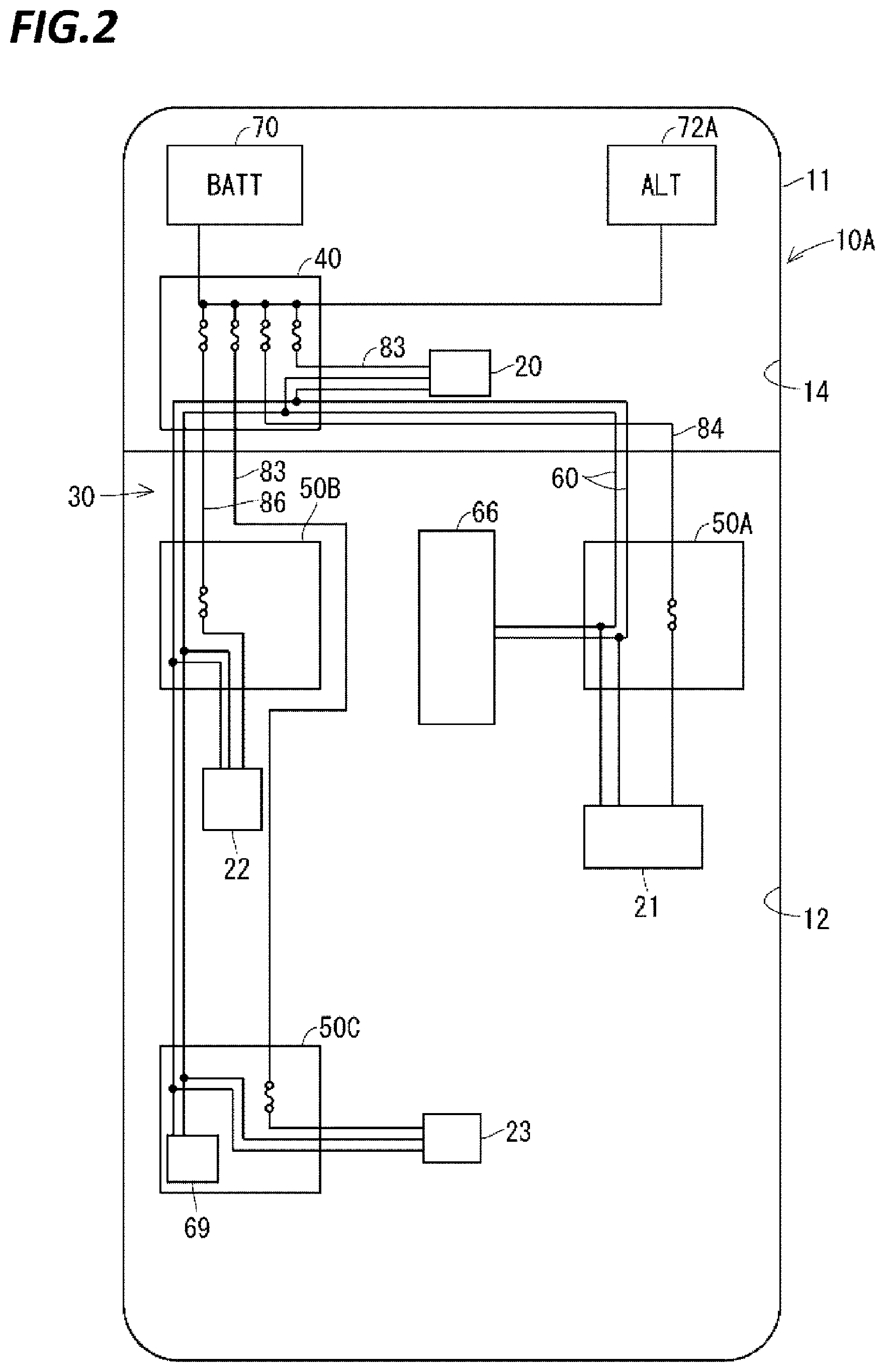 Patent US11772585 Figure 2 – Wiring system for automobile