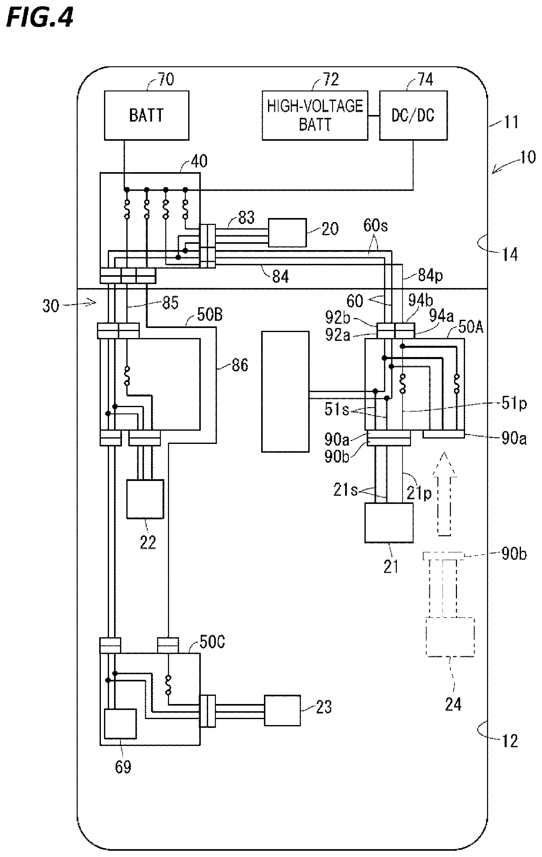 Patent US11772585 Figure 4 – Wiring system for automobile