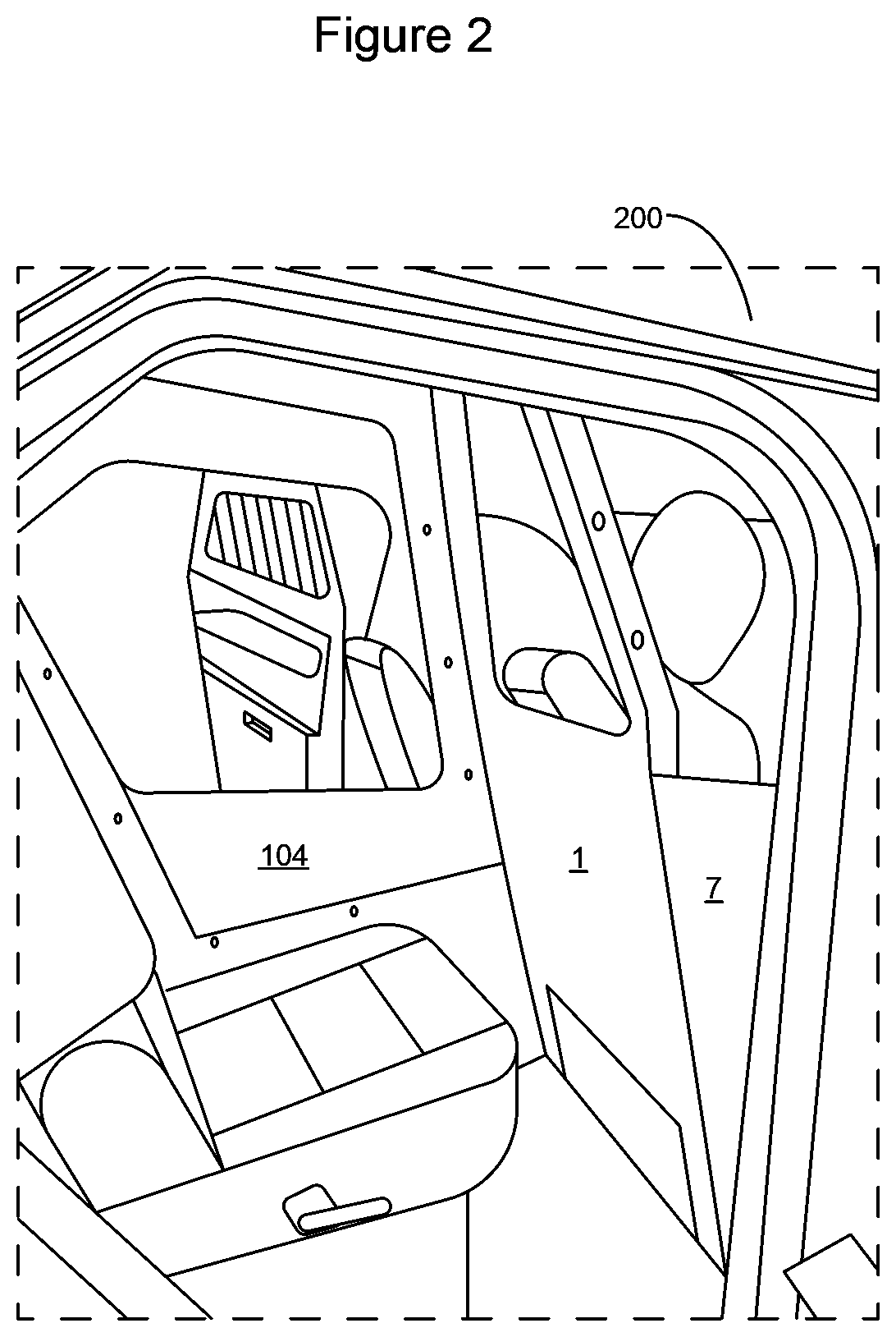 Patent US11772589 Figure 2 – Single cell partition for law enforcement vehicle