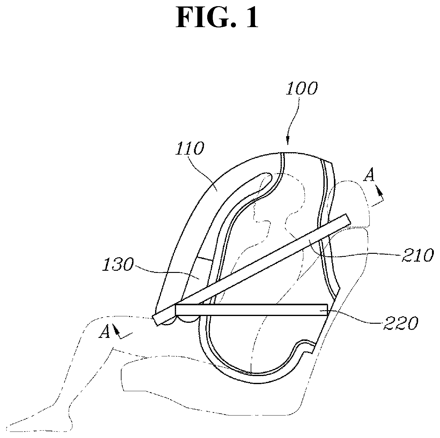 Patent US11772592 Figure 1 – Seat airbag device for vehicle