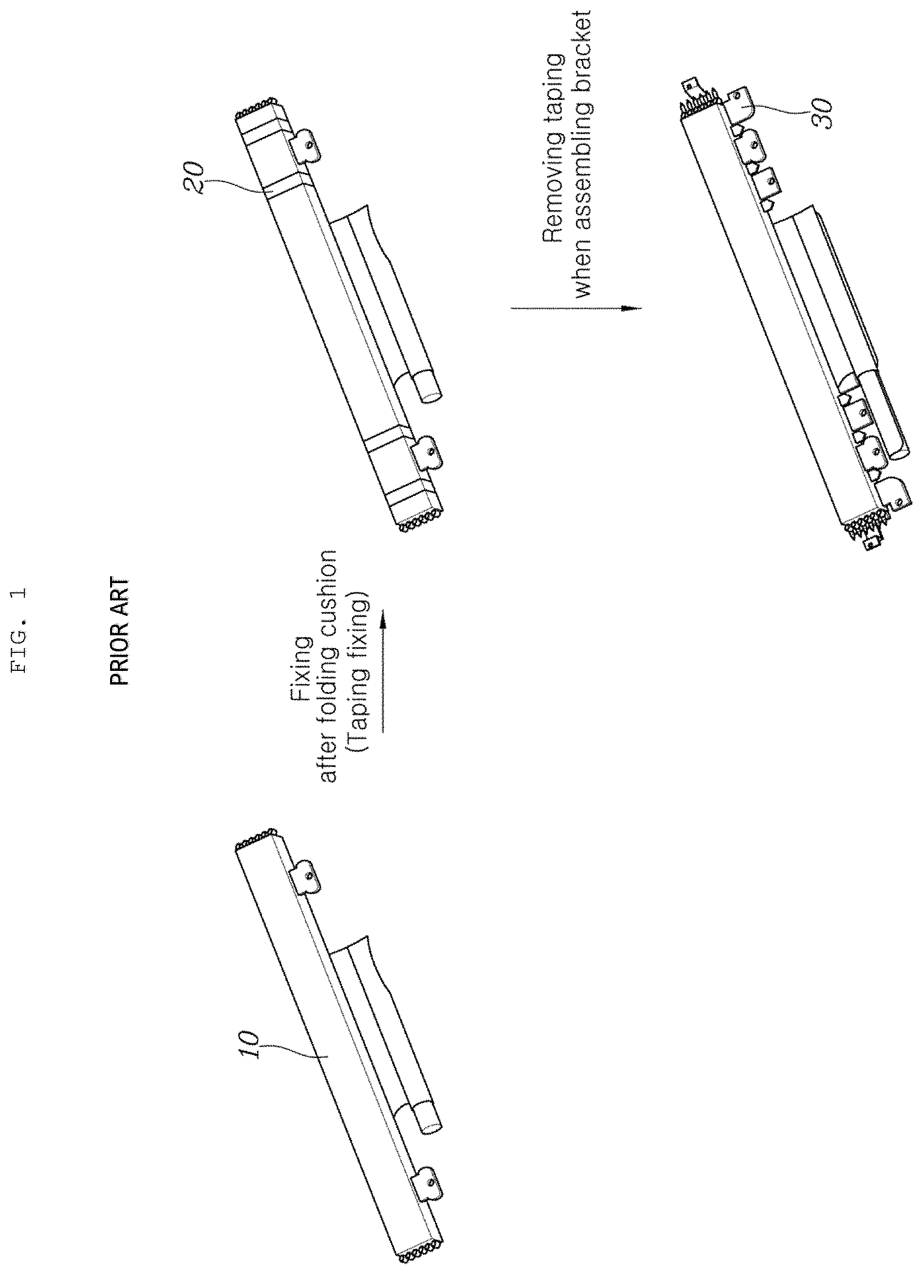 Patent US11772594 Figure 1 – Vehicle roof airbag with binding parts