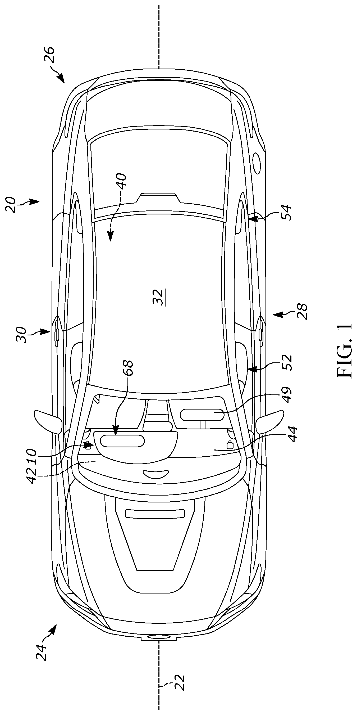 Patent US11772595 Figure 1 – Airbag with reinforced tether