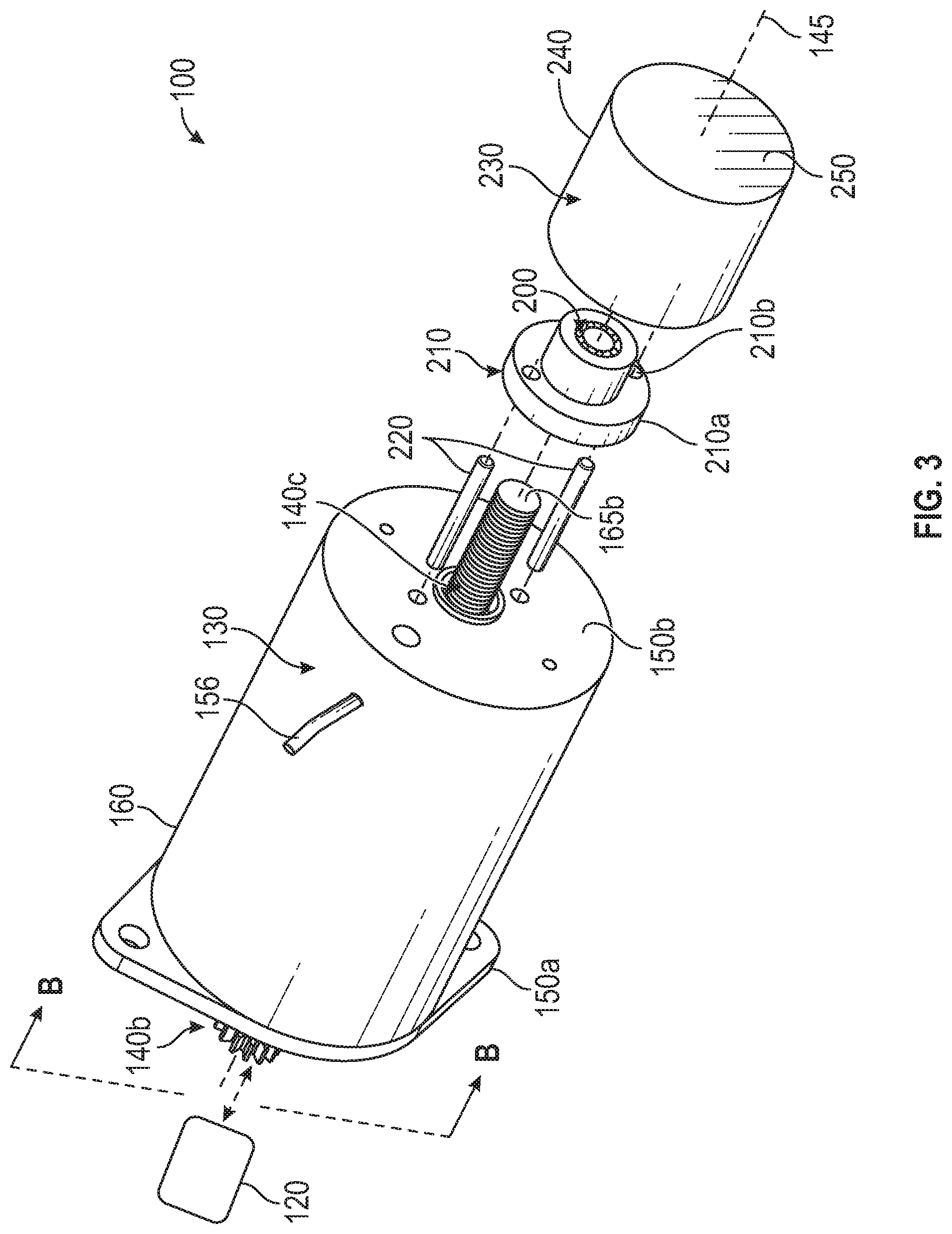 Patent US11772606 Figure 2 – Reversible motor configured with motion stops for aircraft windshield wiper system