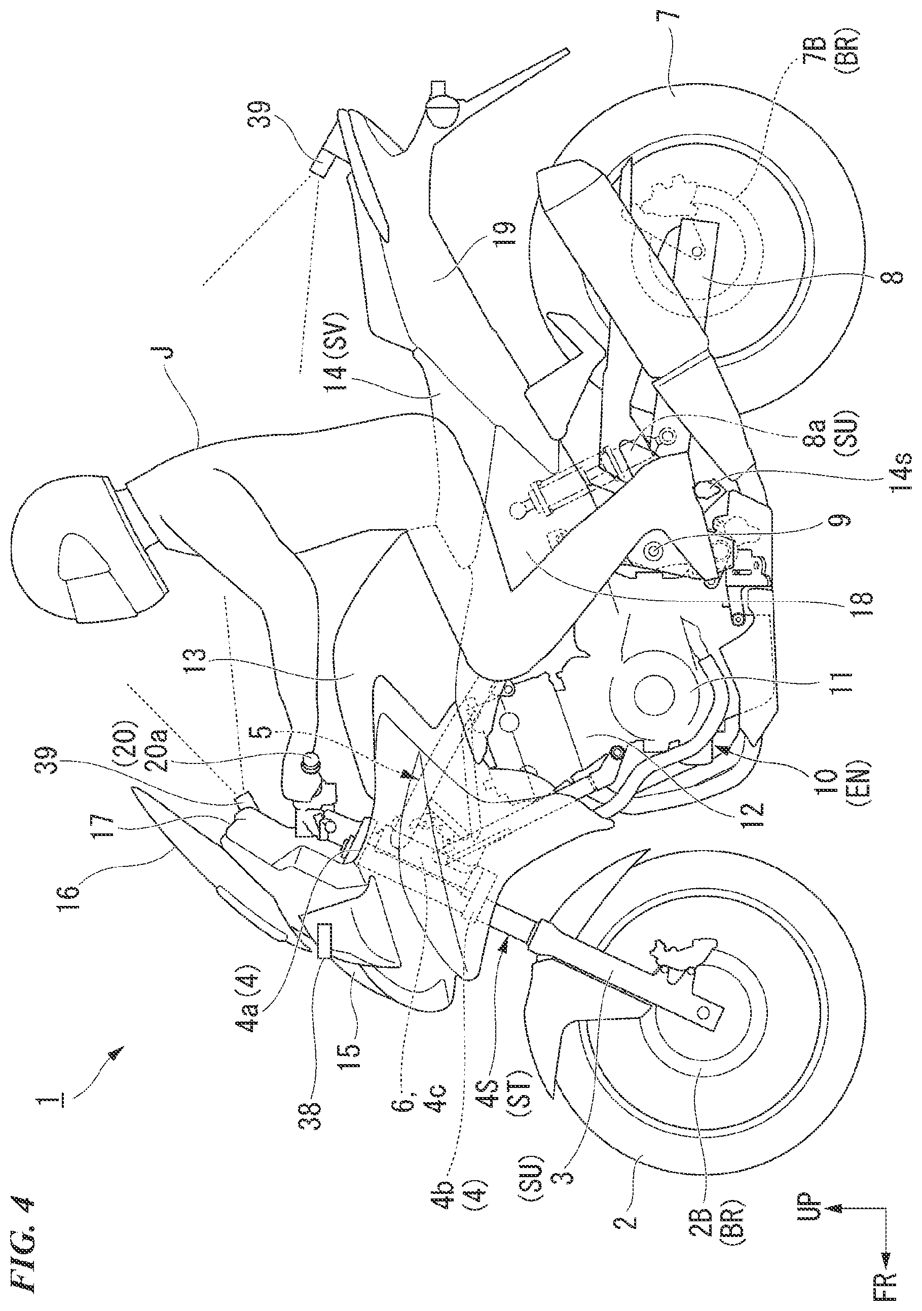 Patent US11772614 Figure 4 – Drive assistance device for saddle type vehicle