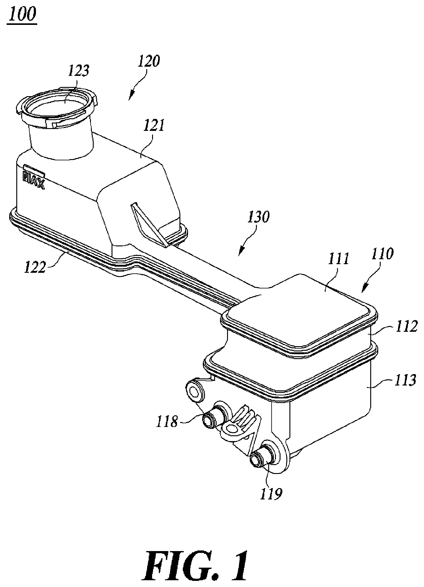Patent US11772621 Figure 1 – Brake oil reservoir for vehicles