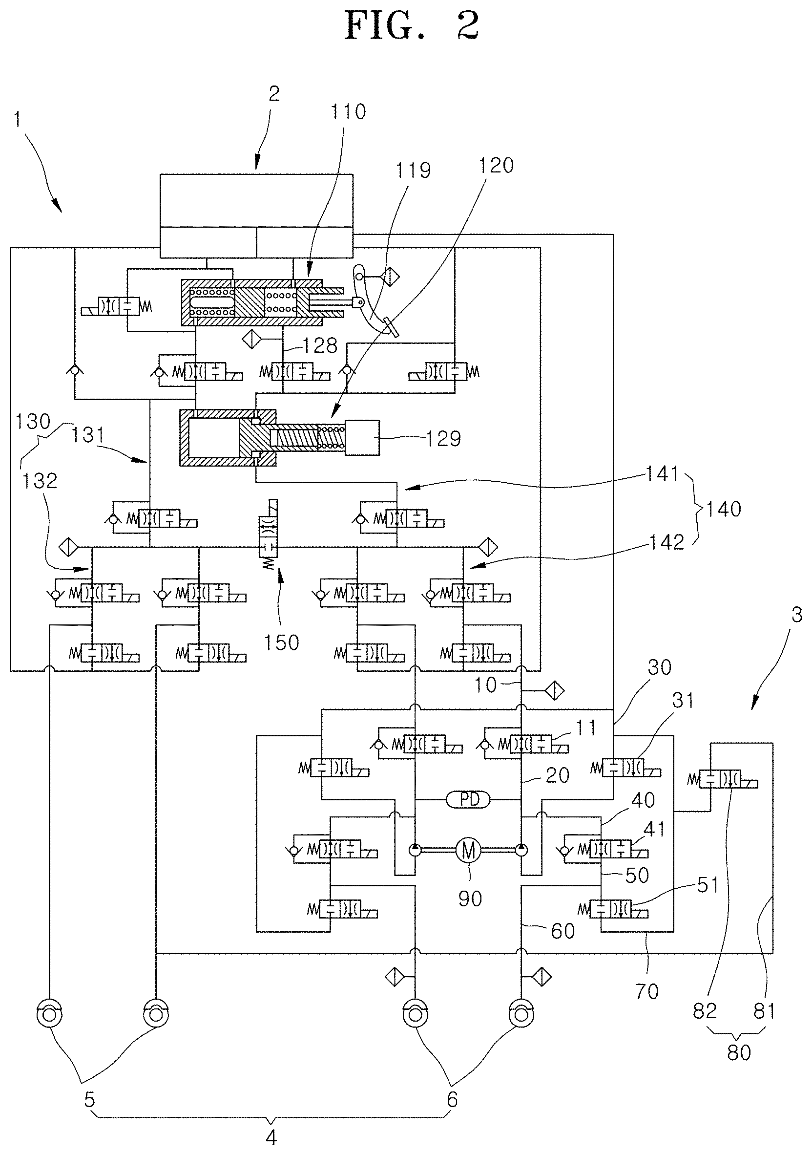 Patent US11772623 Figure 2 – Electronic hydraulic brake device