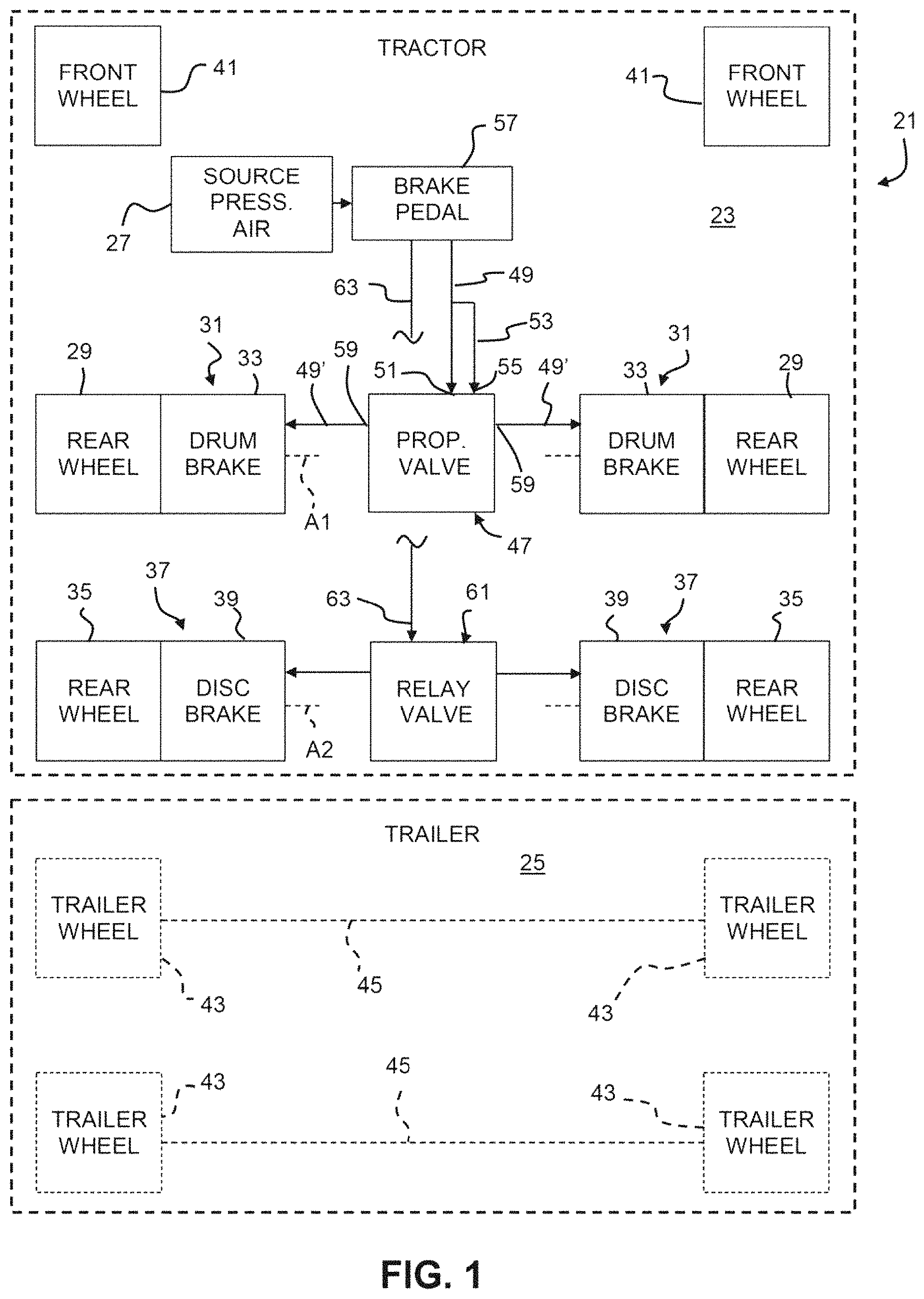 Patent US11772624 — Braking arrangement for a vehicle — Figure 1