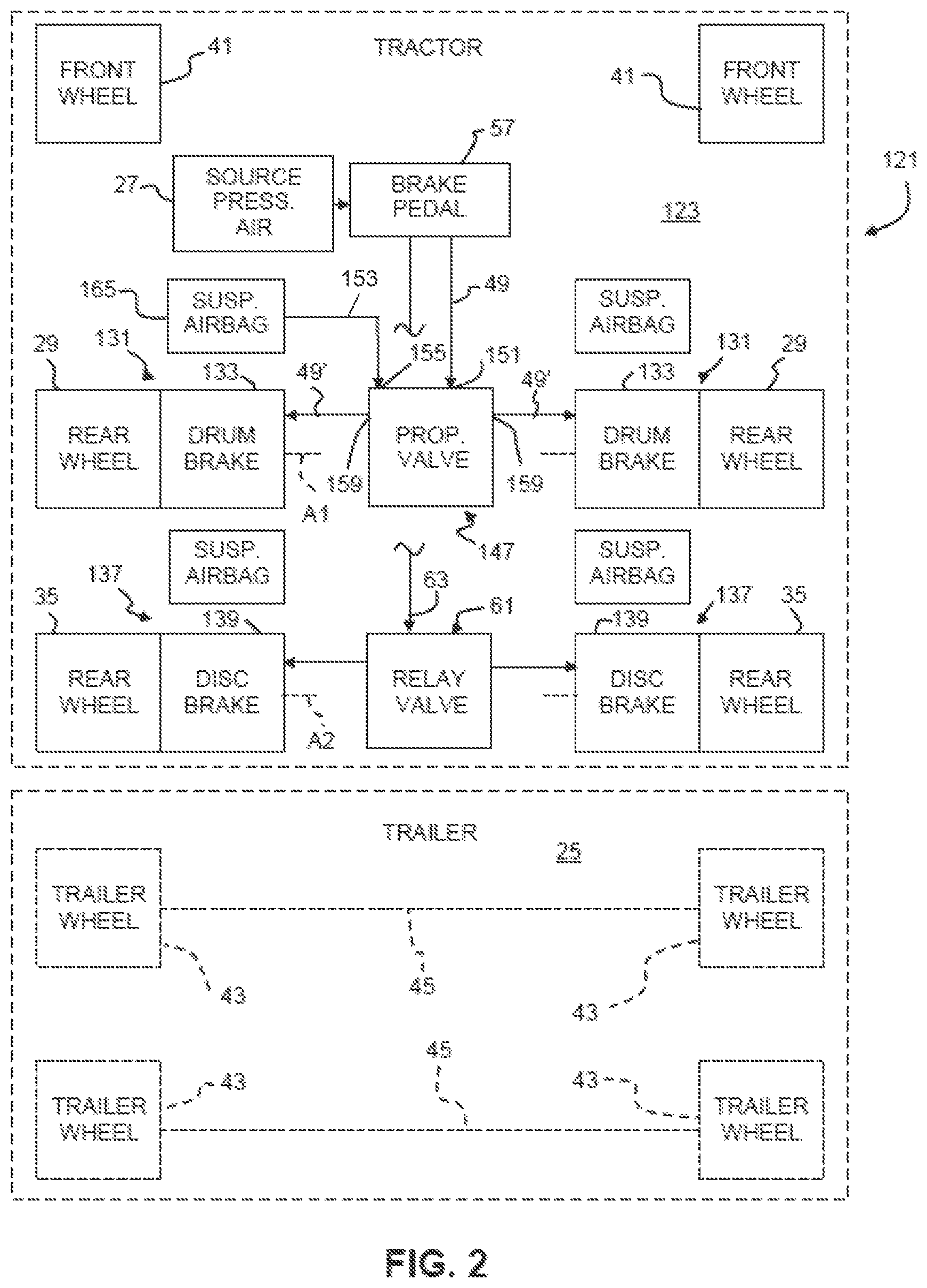 Patent US11772624 Figure 2 – Braking arrangement for a vehicle