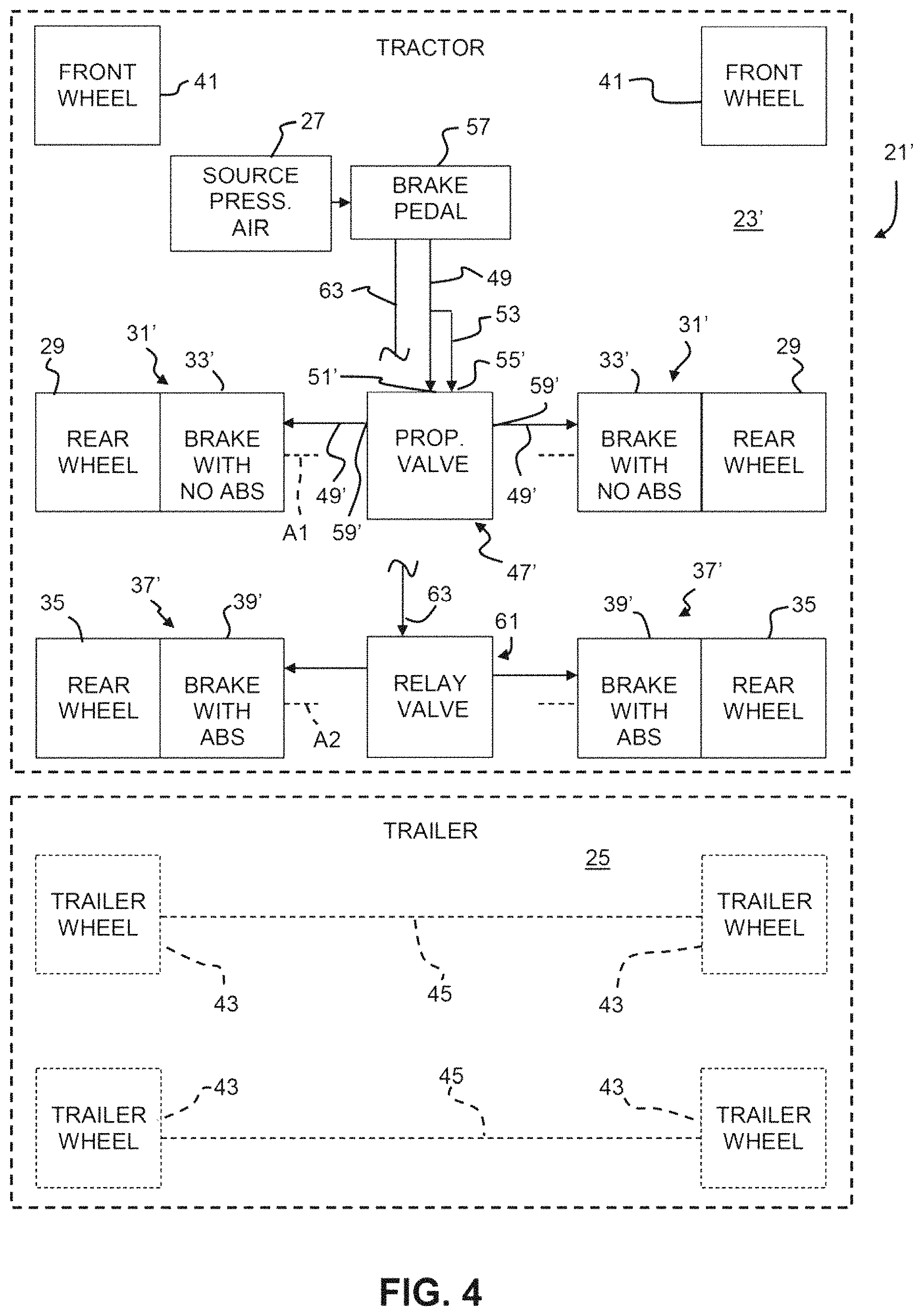 Patent US11772624 Figure 4 – Braking arrangement for a vehicle