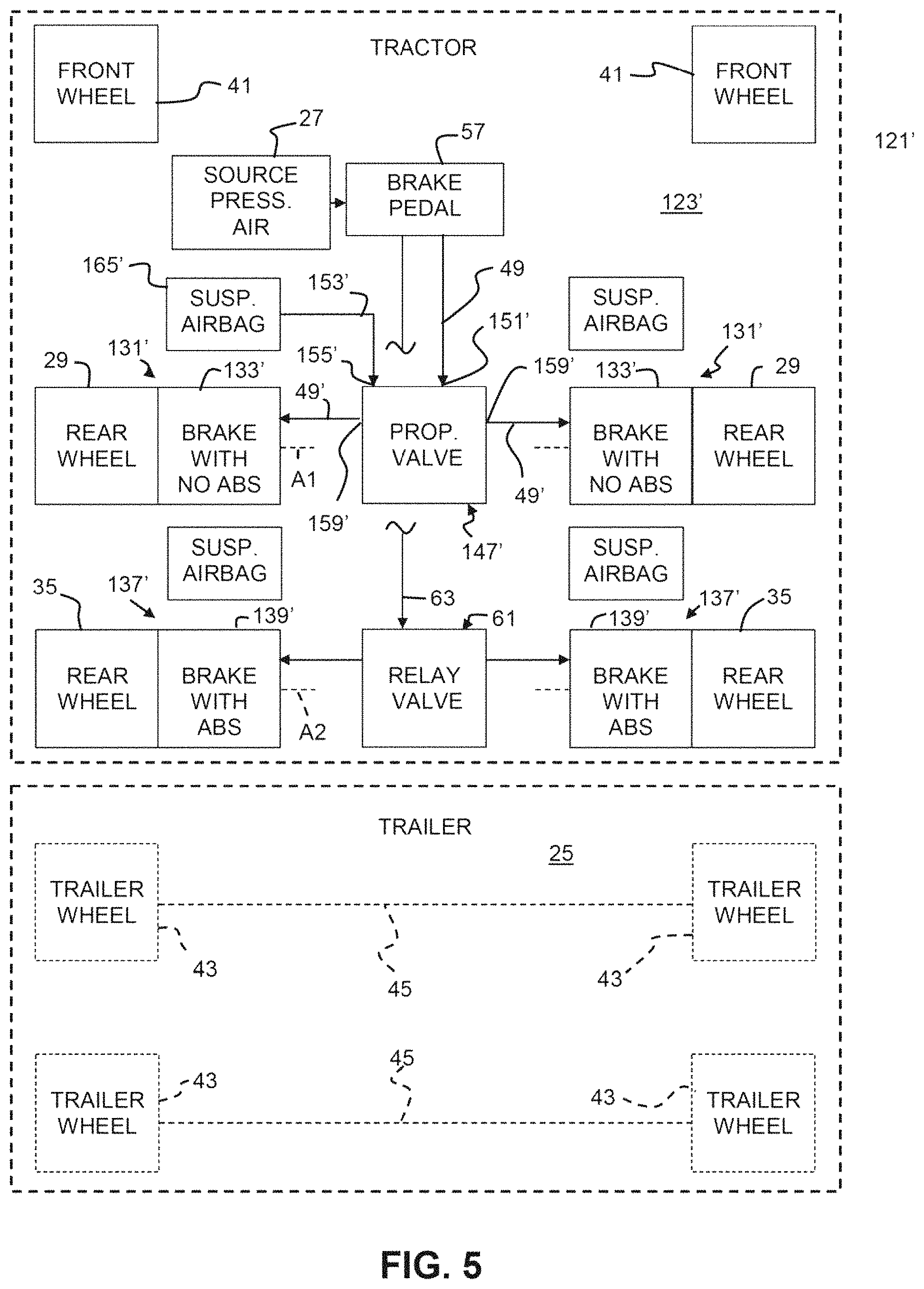 Patent US11772624 Figure 5 – Braking arrangement for a vehicle