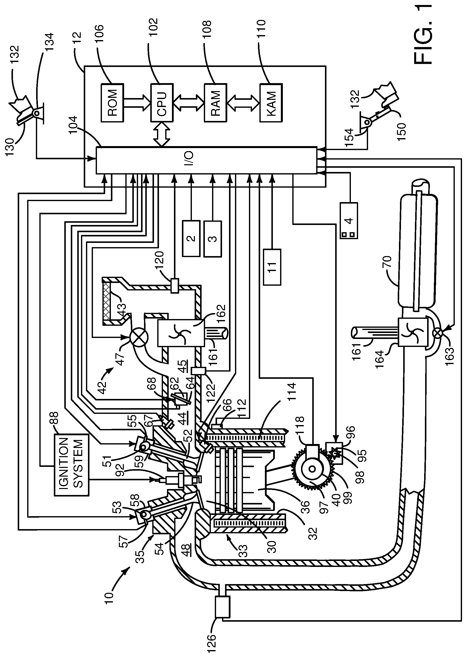 Patent US11772627 Figure 1 – Methods and system to prepare a disconnect clutch for starting an engine
