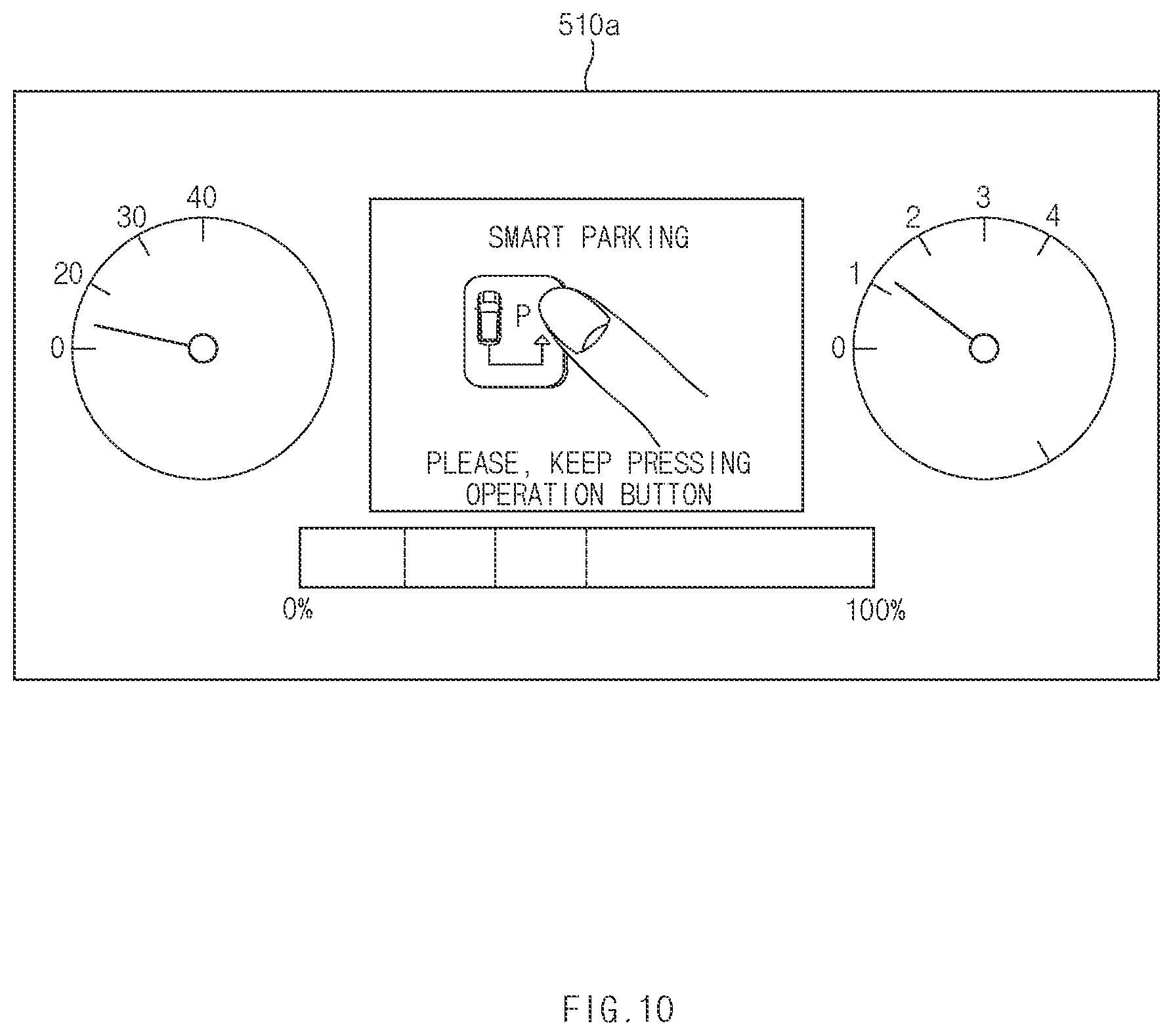 Patent US11772637 Figure 10 – Vehicle indicating progress of automatic parking process and operation method of the same