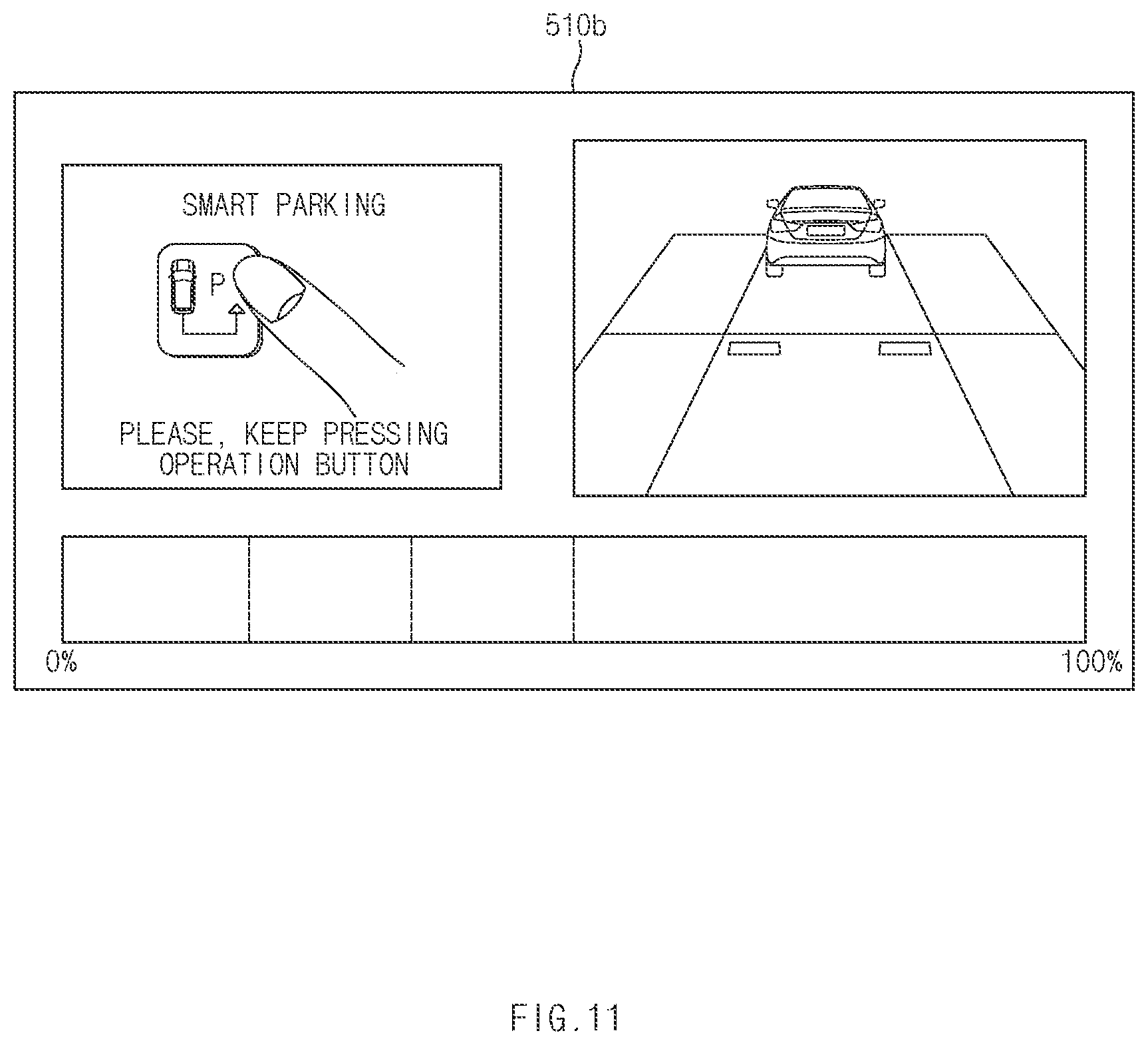 Patent US11772637 Figure 11 – Vehicle indicating progress of automatic parking process and operation method of the same