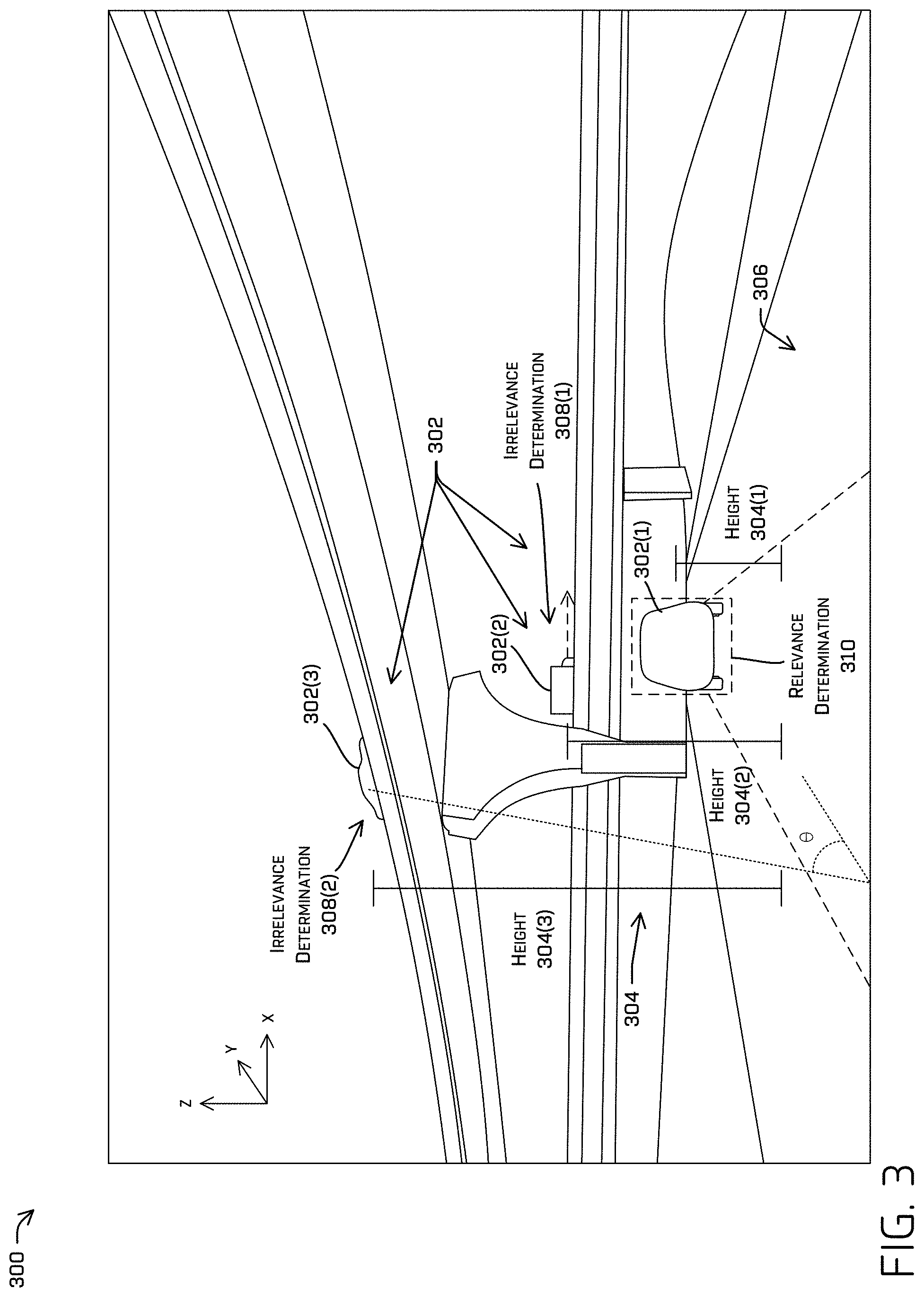 Patent US11772643 Figure 3 – Object relevance determination