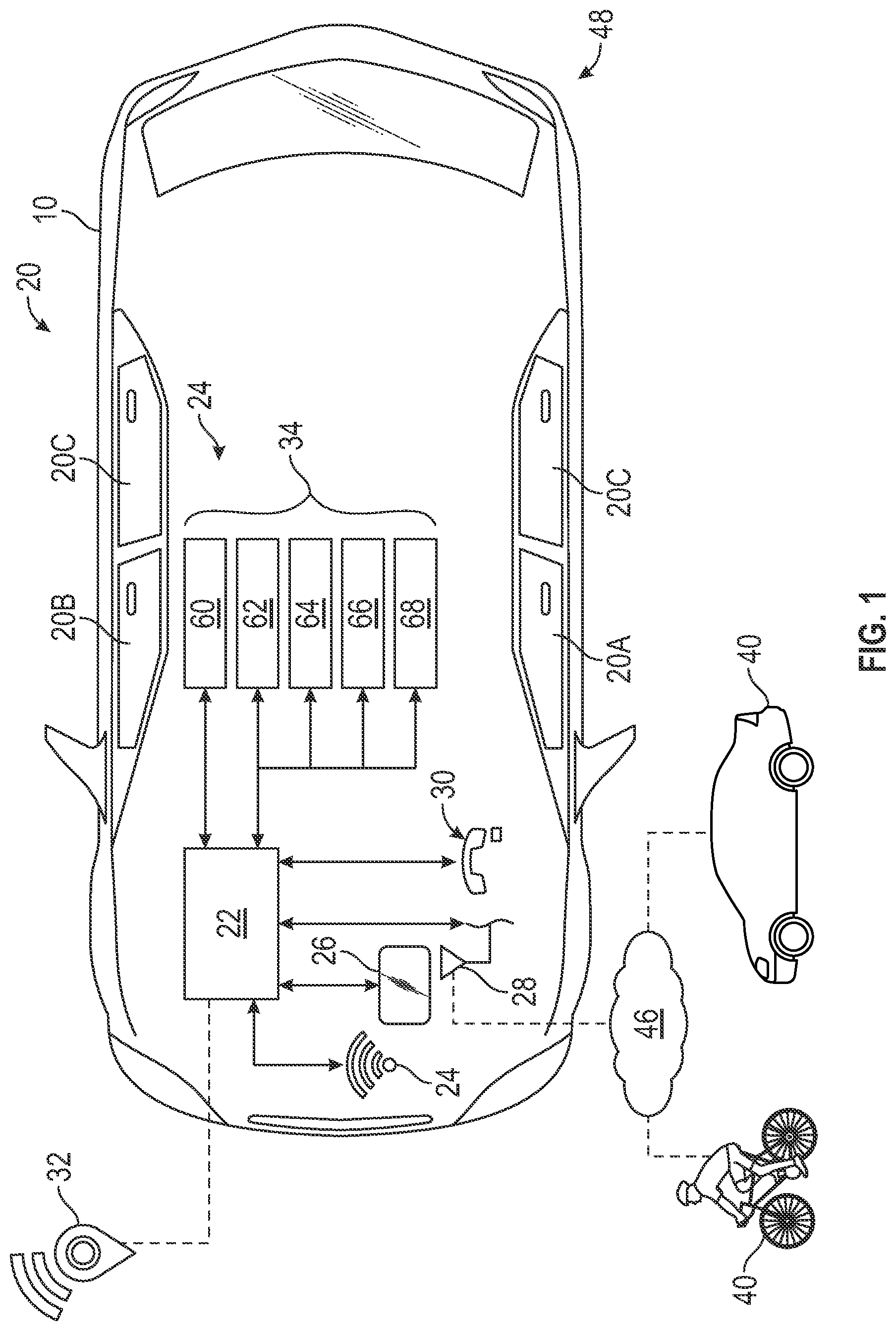 Patent US11772645 Figure 1 – System for predicting a door opening event for a side door of a vehicle