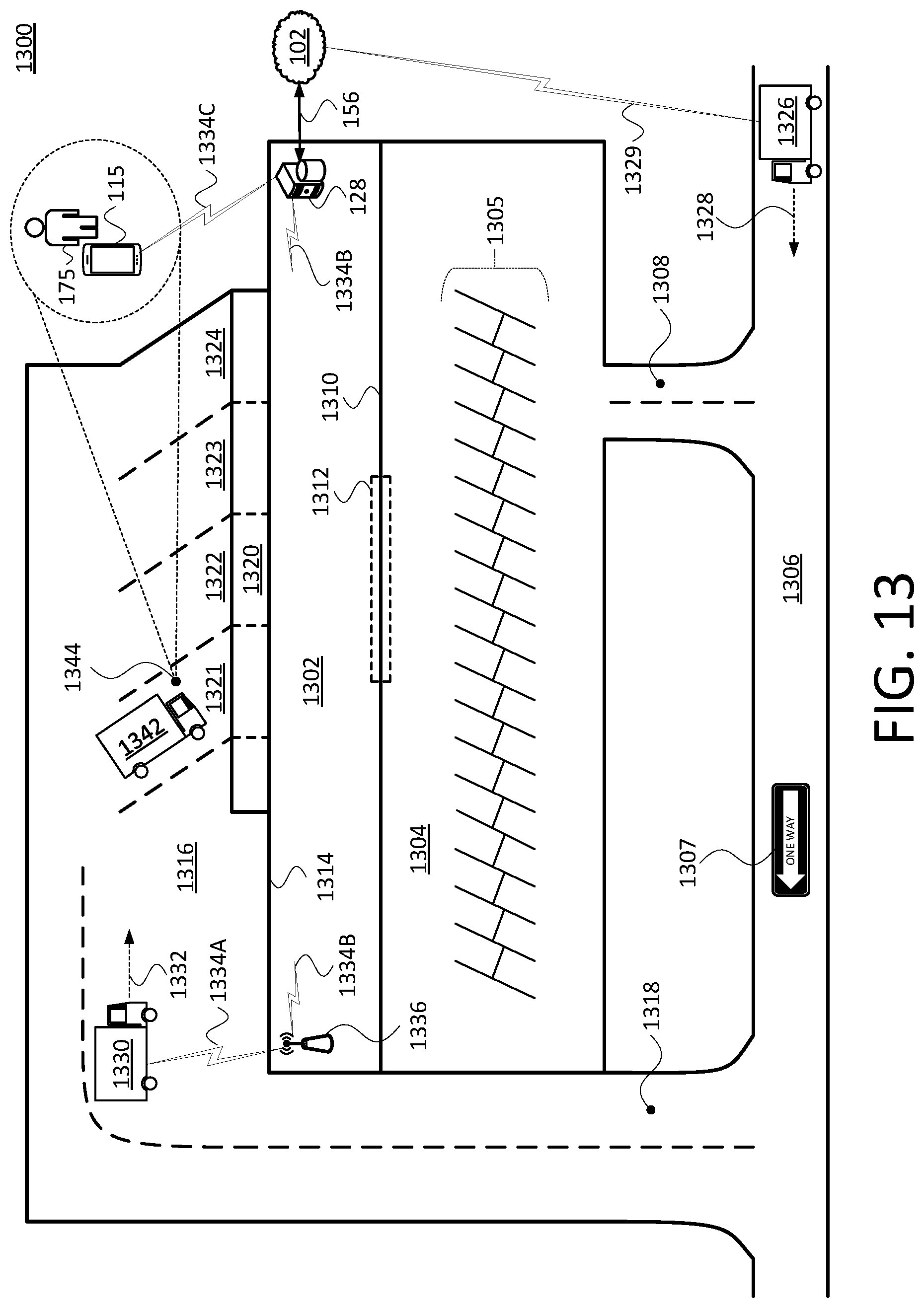 Patent US11772673 Figure 13 – Systems and methods to issue warnings to enhance the safety of bicyclists, pedestrians, and others