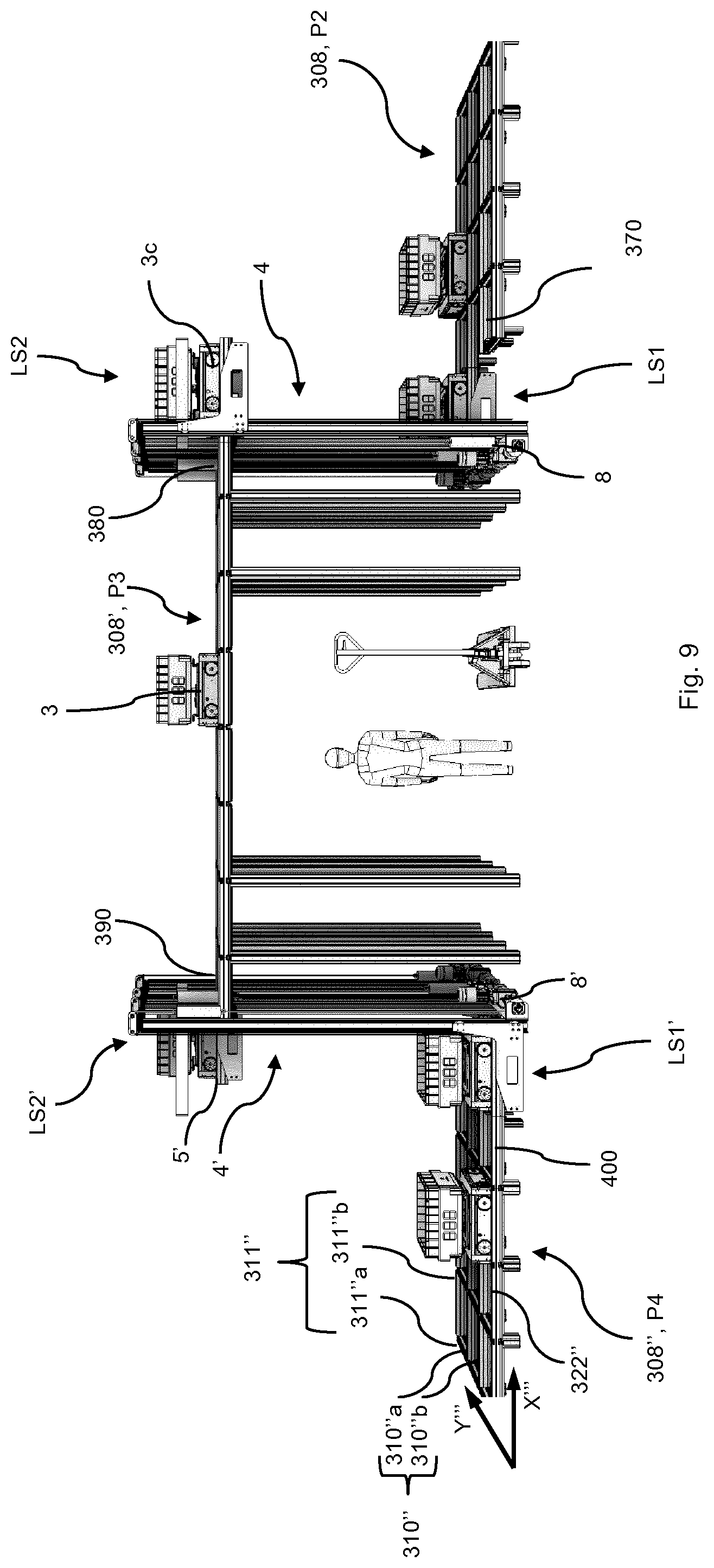 Patent US11772685 Figure 9 – System for storing and transporting storage containers