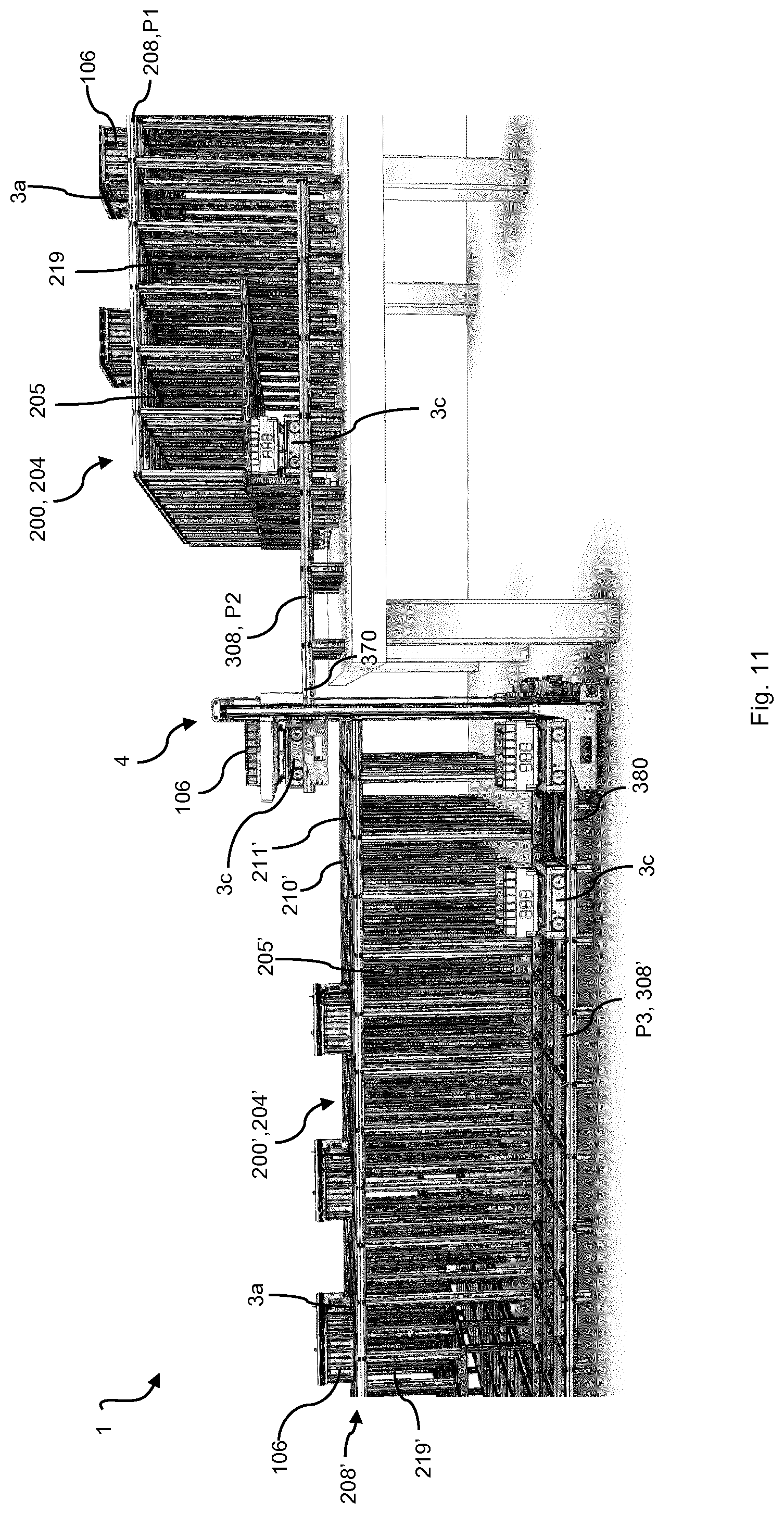 Patent US11772685 Figure 11 – System for storing and transporting storage containers