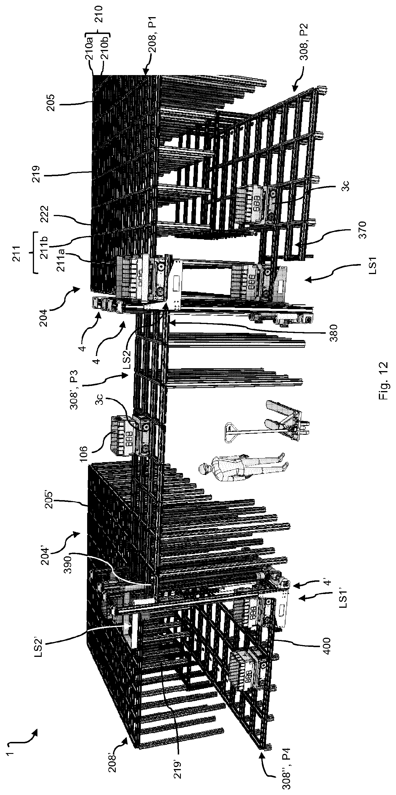 Patent US11772685 Figure 12 – System for storing and transporting storage containers