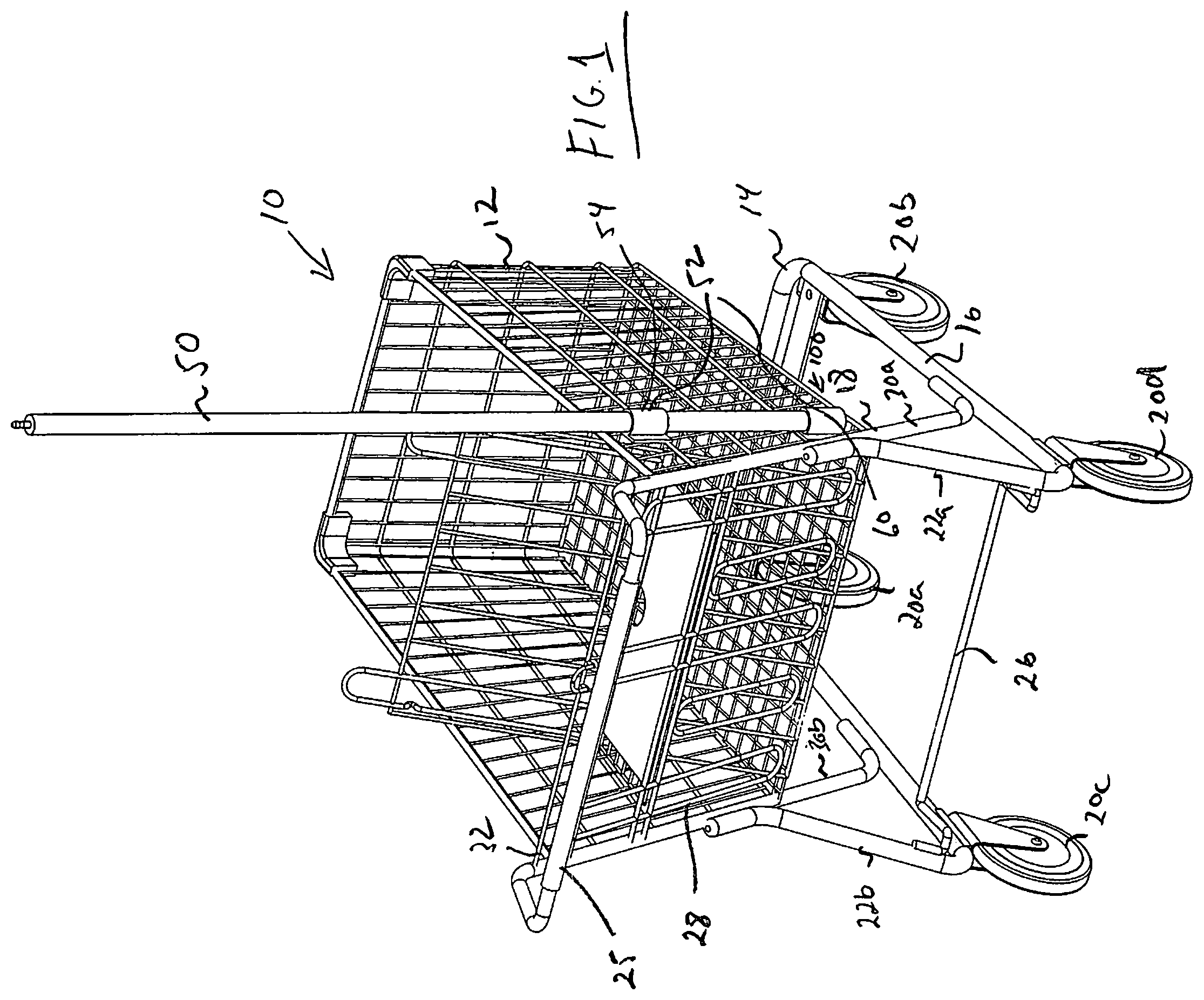 Patent US11772695 — Shopping cart with anti-theft pole — Figure 1