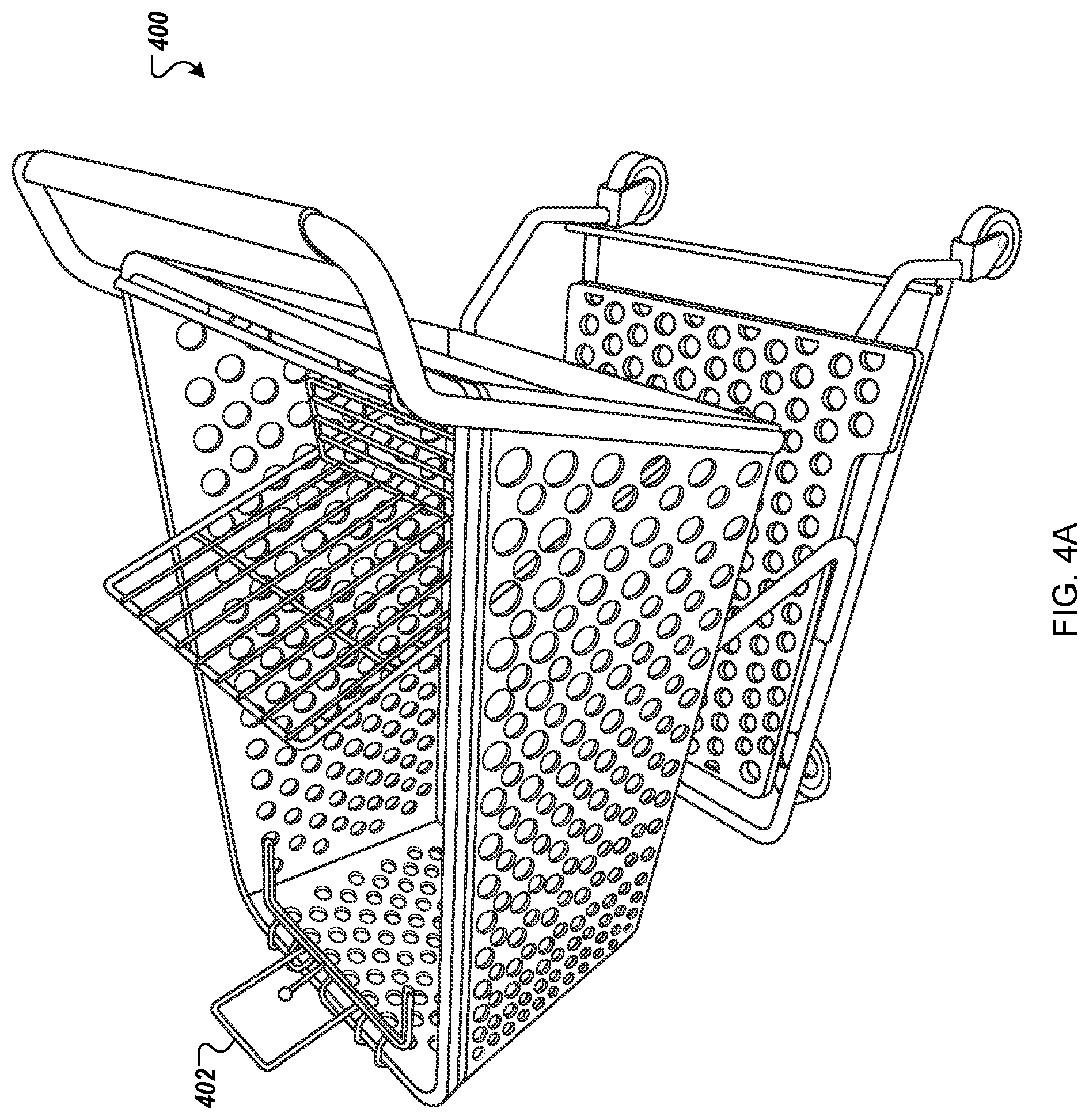 Patent US11772696 Figure 6 – Physical shopping cart having features for use in customer checkout of items placed into the shopping cart