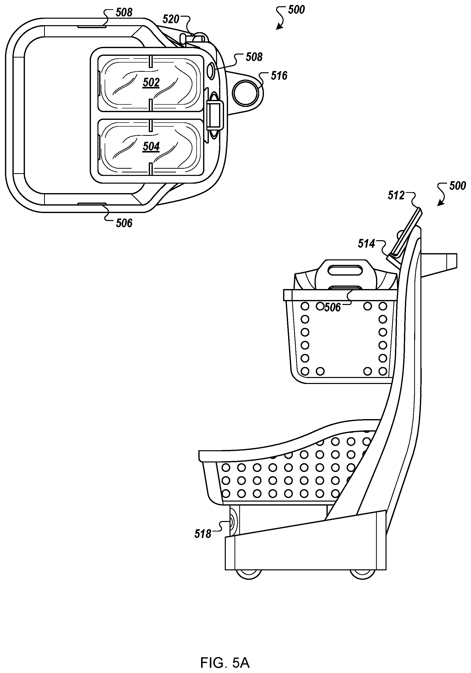 Patent US11772696 Figure 8 – Physical shopping cart having features for use in customer checkout of items placed into the shopping cart