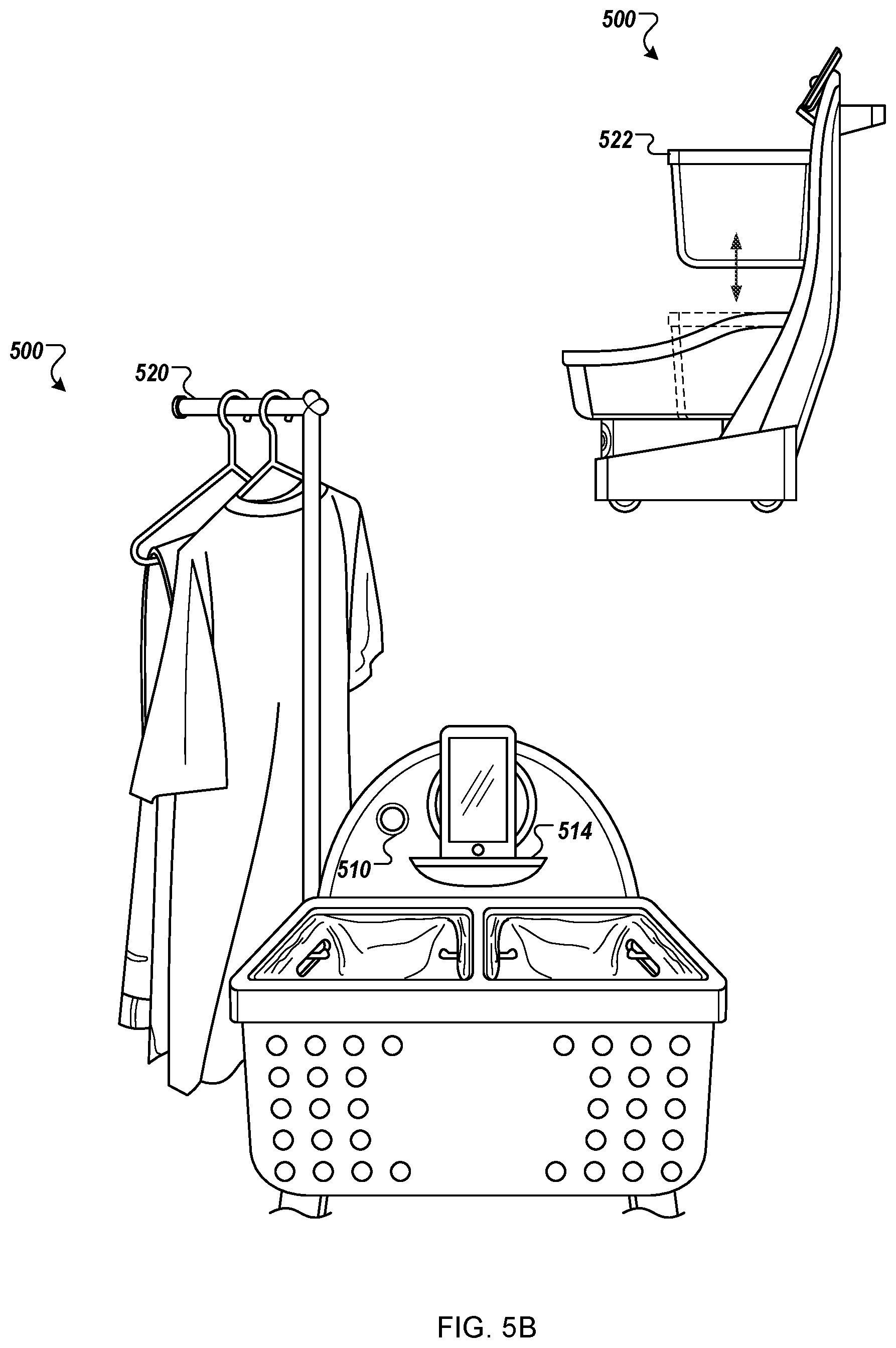 Patent US11772696 Figure 9 – Physical shopping cart having features for use in customer checkout of items placed into the shopping cart