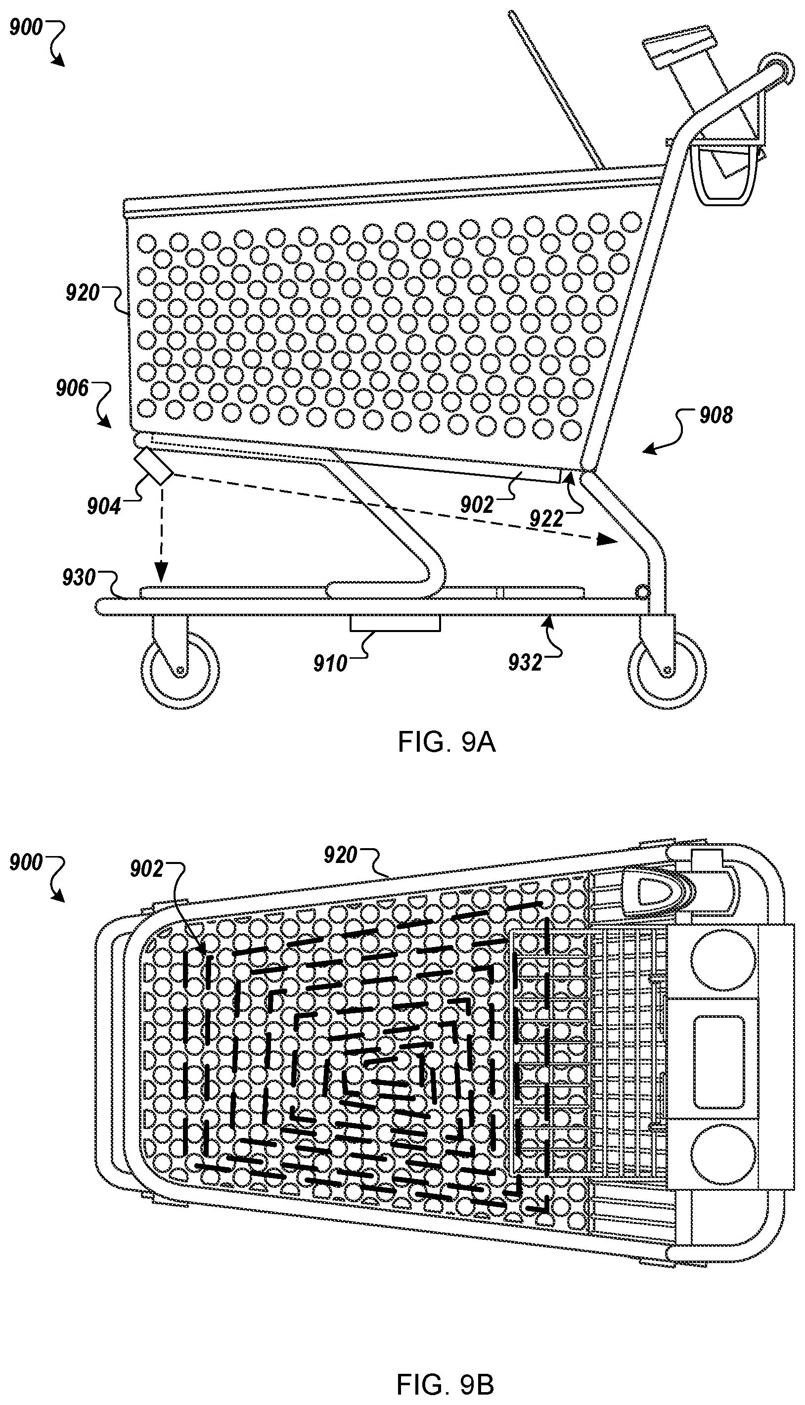 Patent US11772696 Figure 15 – Physical shopping cart having features for use in customer checkout of items placed into the shopping cart
