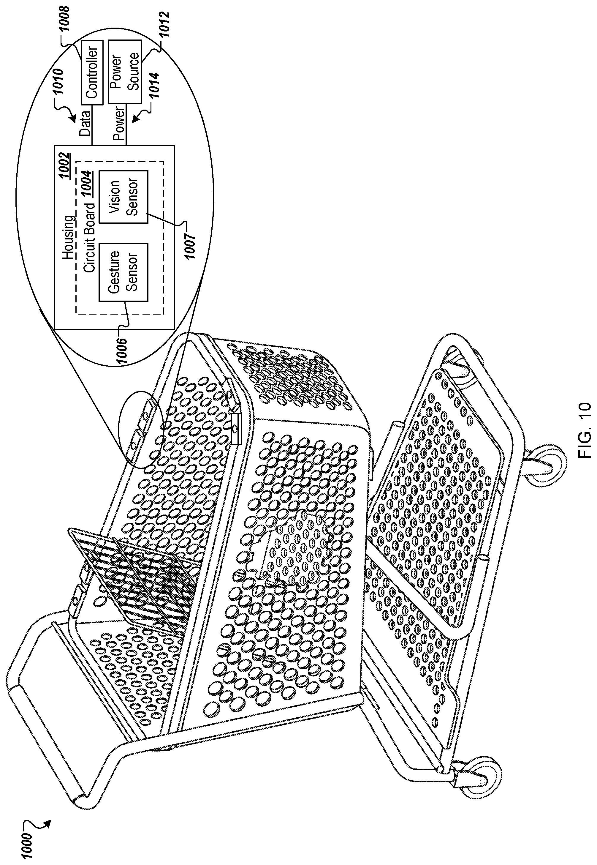 Patent US11772696 Figure 17 – Physical shopping cart having features for use in customer checkout of items placed into the shopping cart