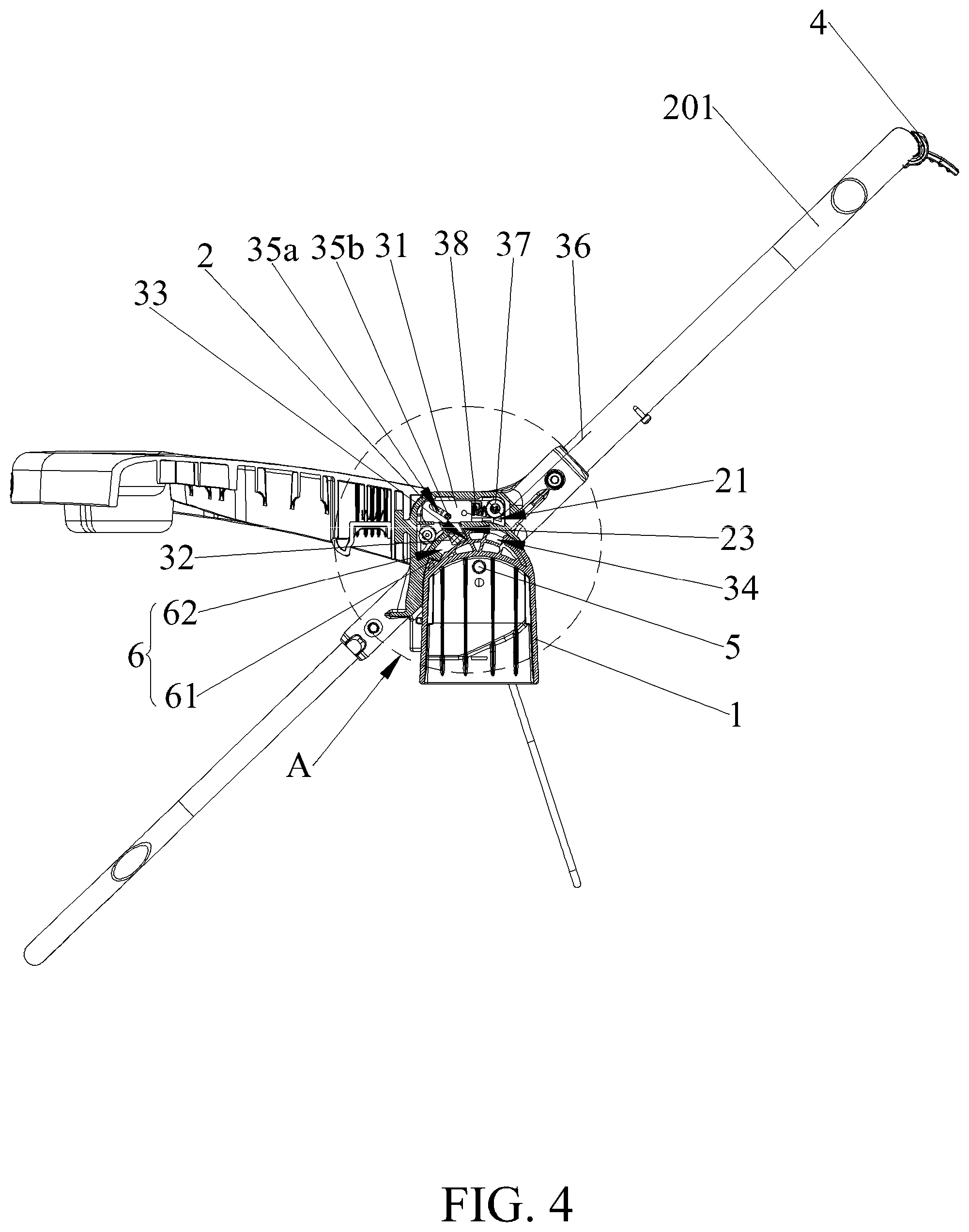 Patent US11772697 Figure 4 – Carrier adjusting mechanism and stroller thereof