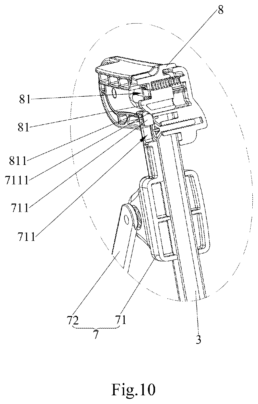 Patent US11772698 Figure 9 – Frame of double-person baby carriage and frame folding mechanism thereof